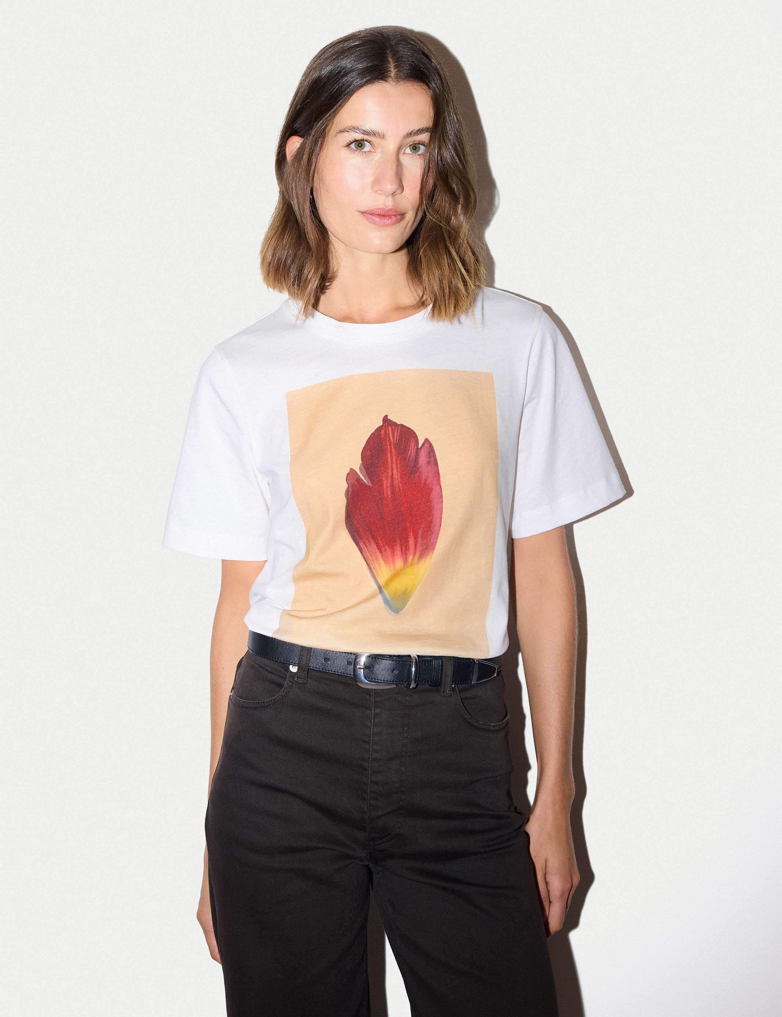 Pure Cotton Printed Round Neck Relaxed T-Shirt