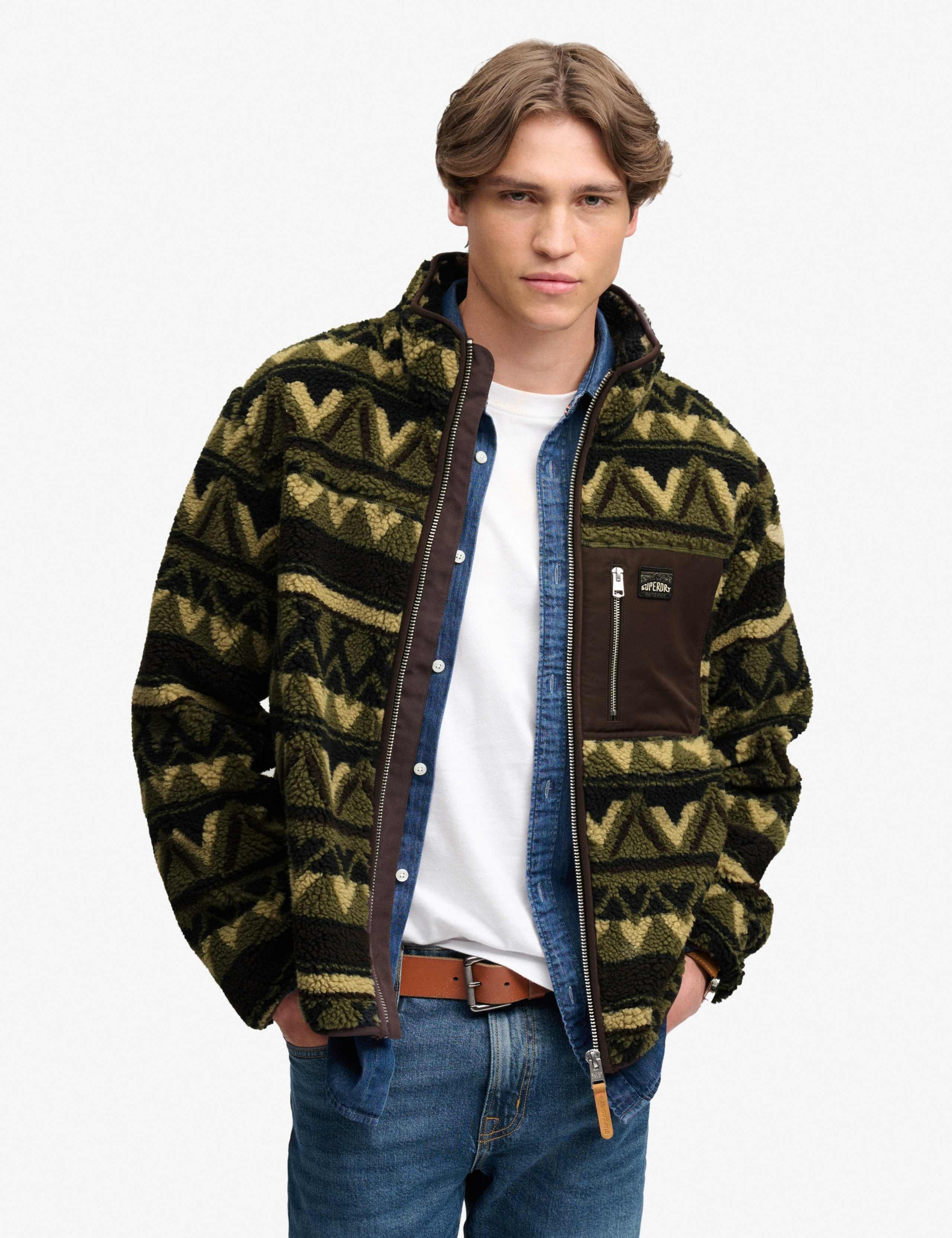 Abstract Zip Up Fleece