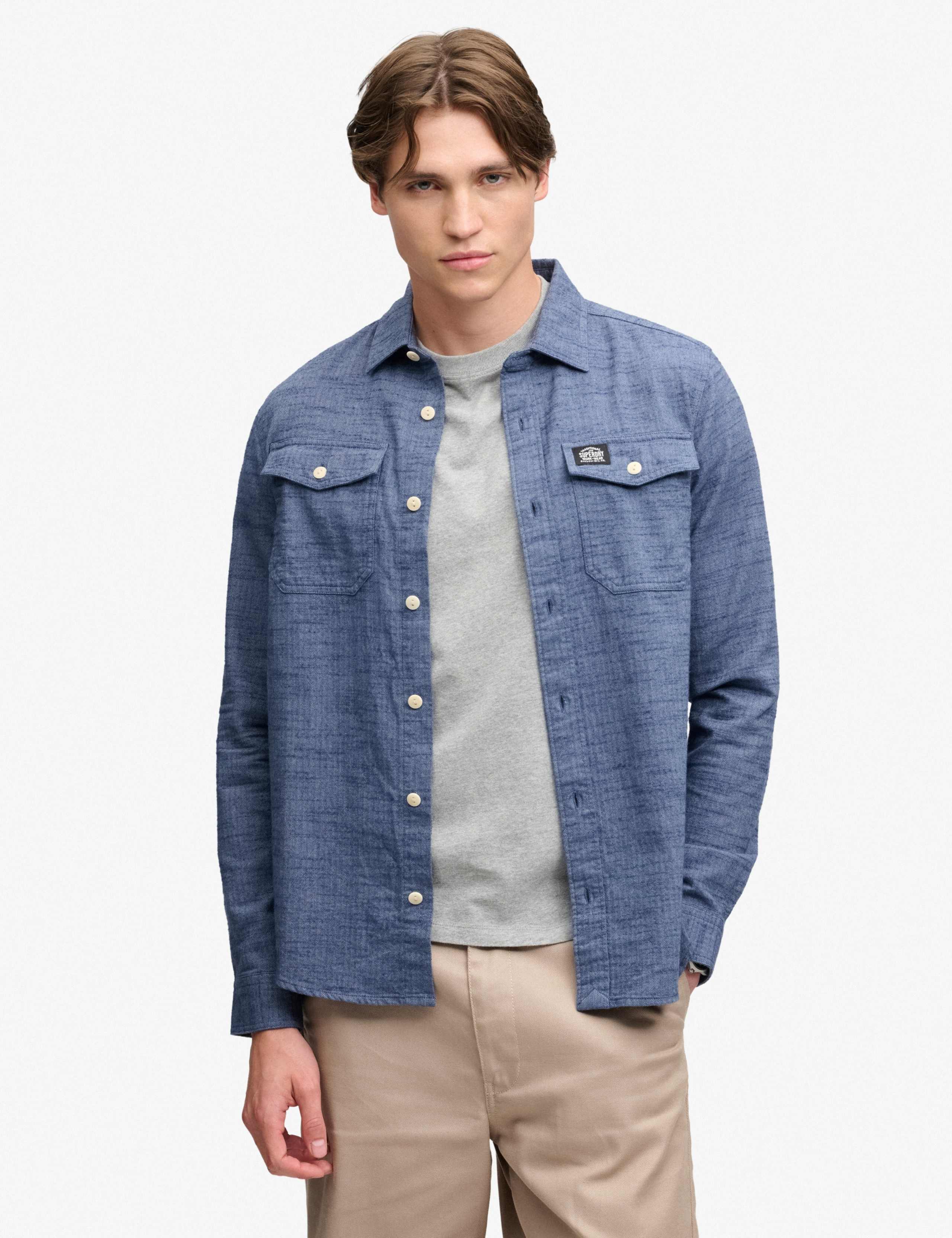 Relaxed Fit Pure Cotton Herringbone Shirt