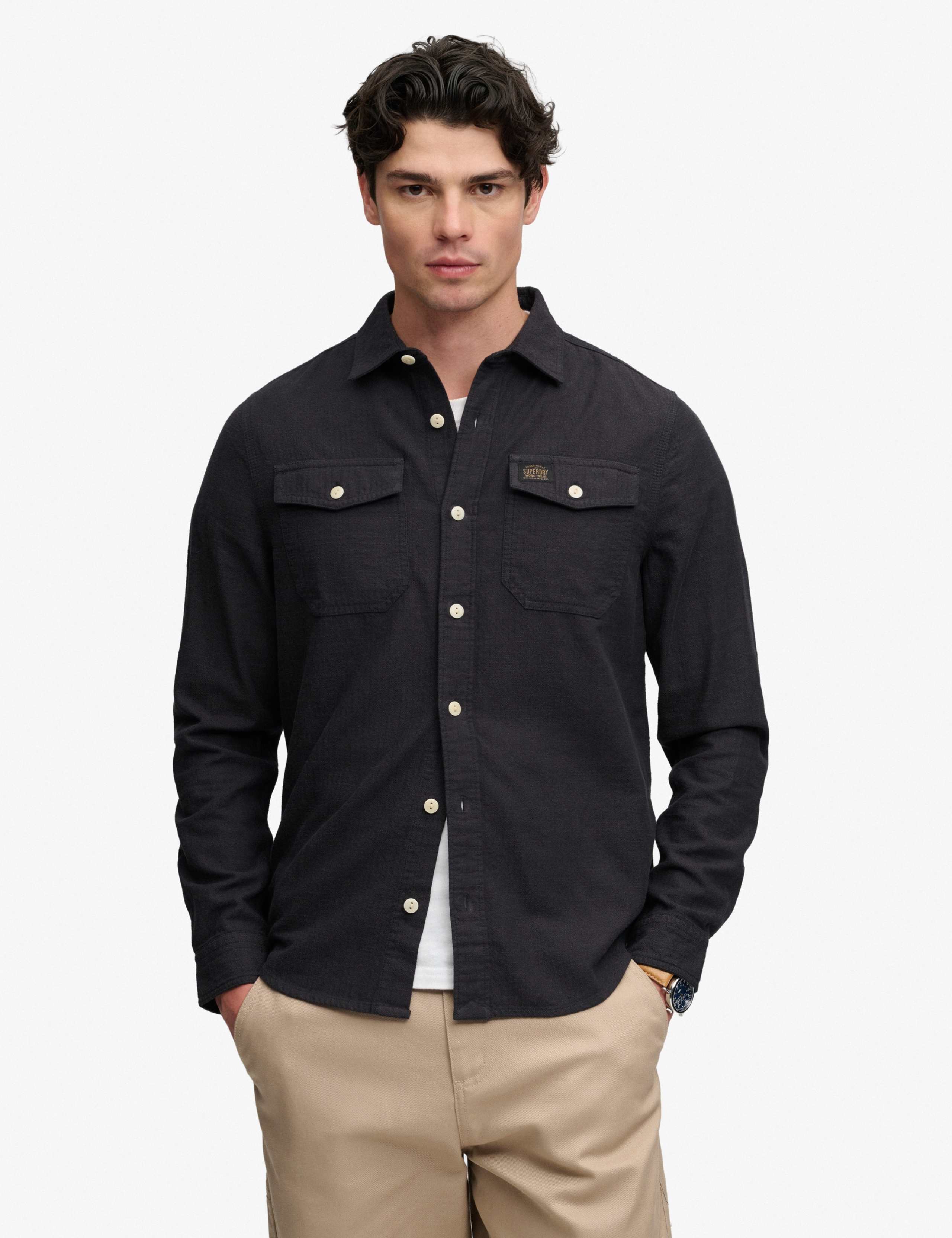Relaxed Fit Pure Cotton Herringbone Shirt