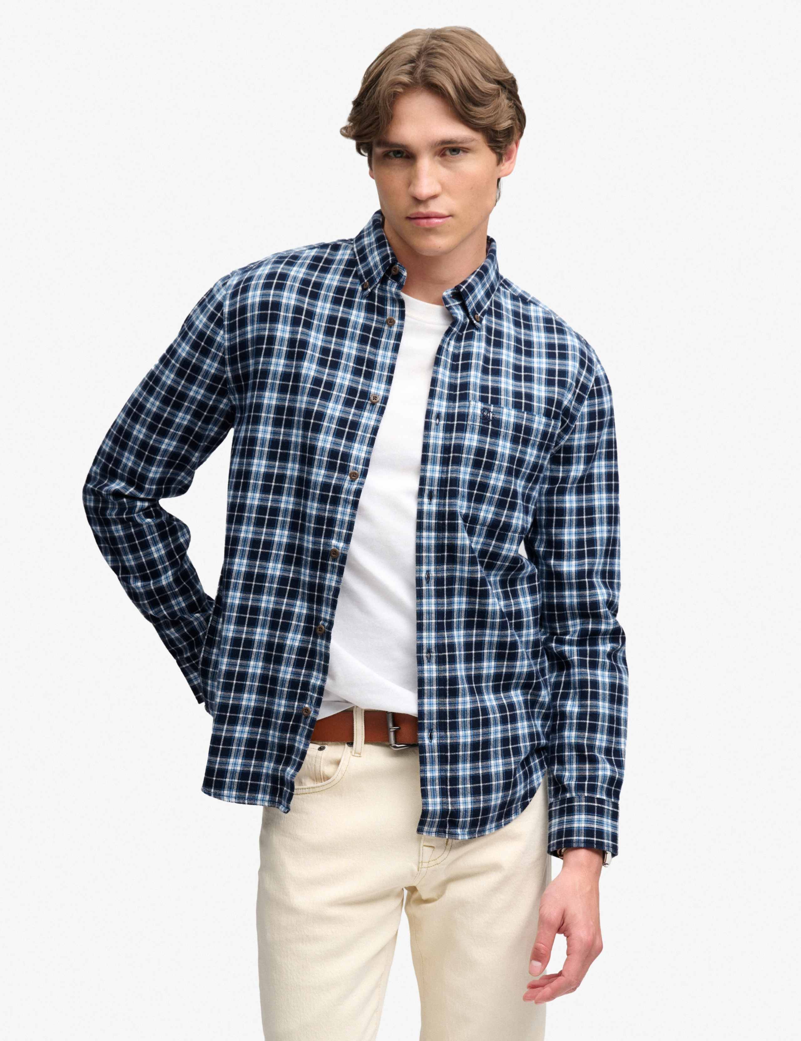 Relaxed Fit Brushed Cotton Checked Shirt