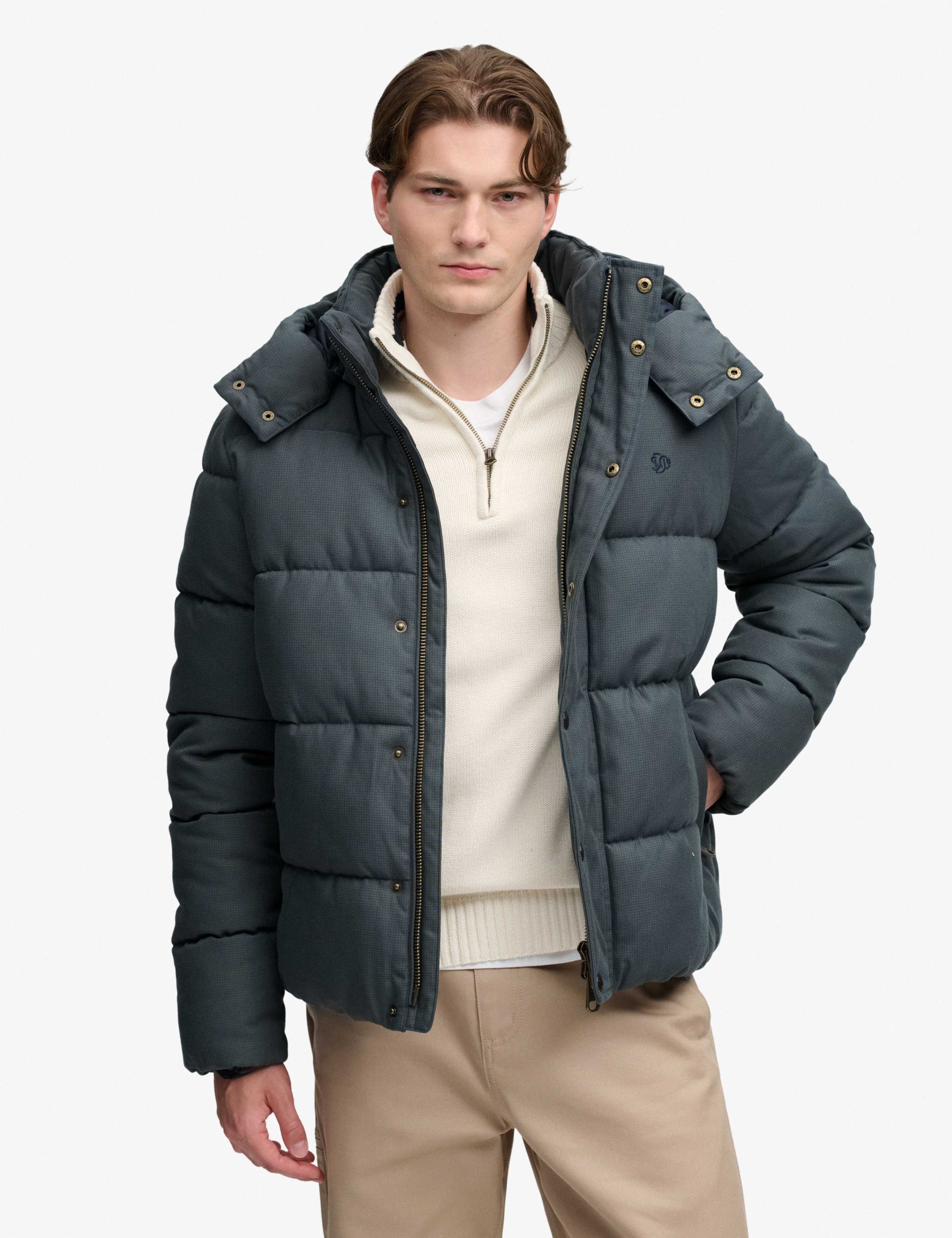 Hooded Checked Puffer Jacket