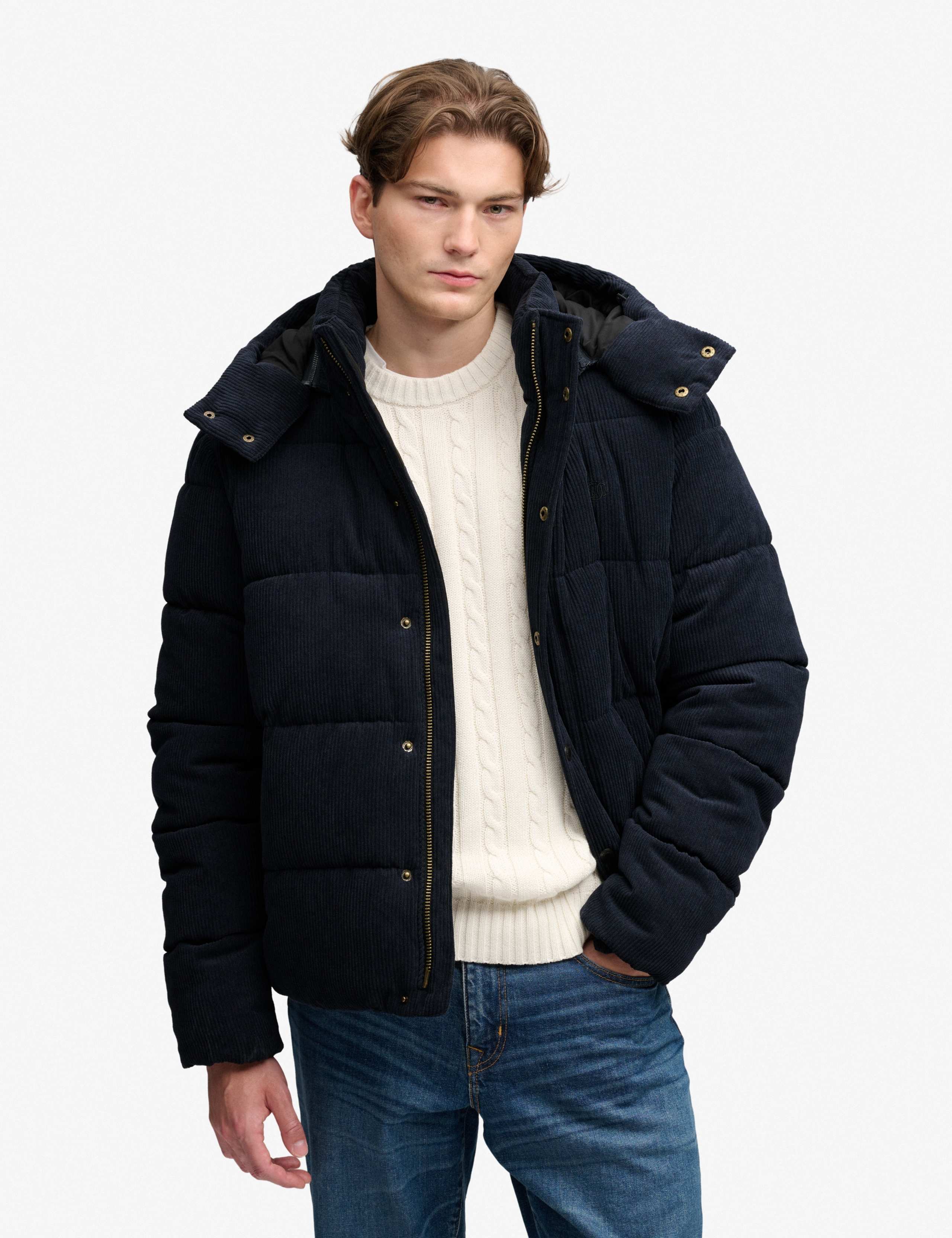 Corduroy Hooded Puffer Jacker