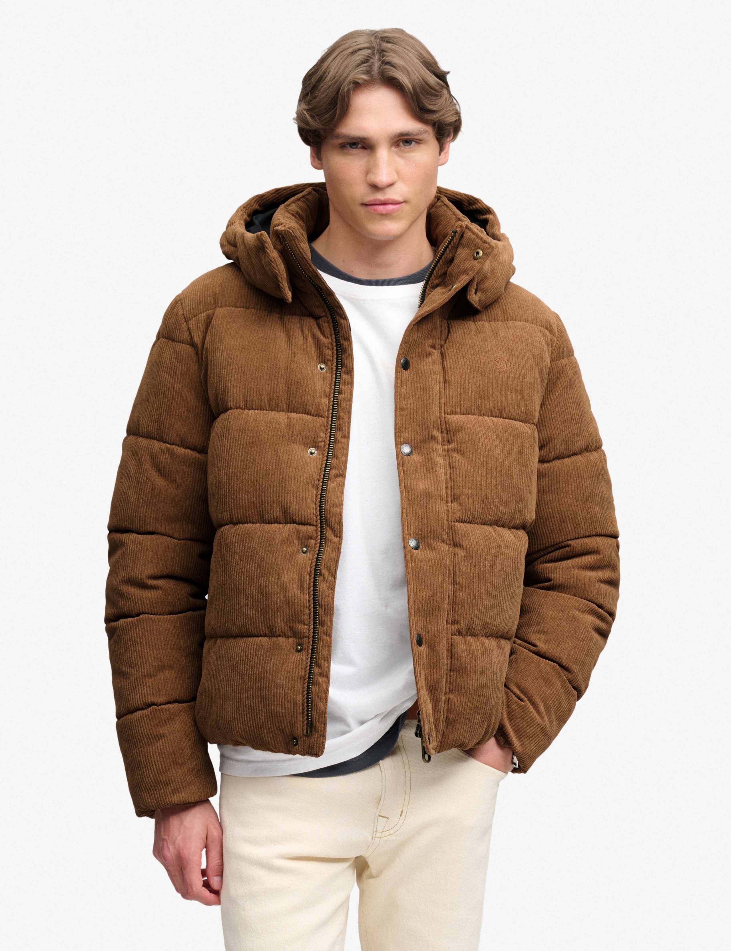 Corduroy Hooded Puffer Jacker