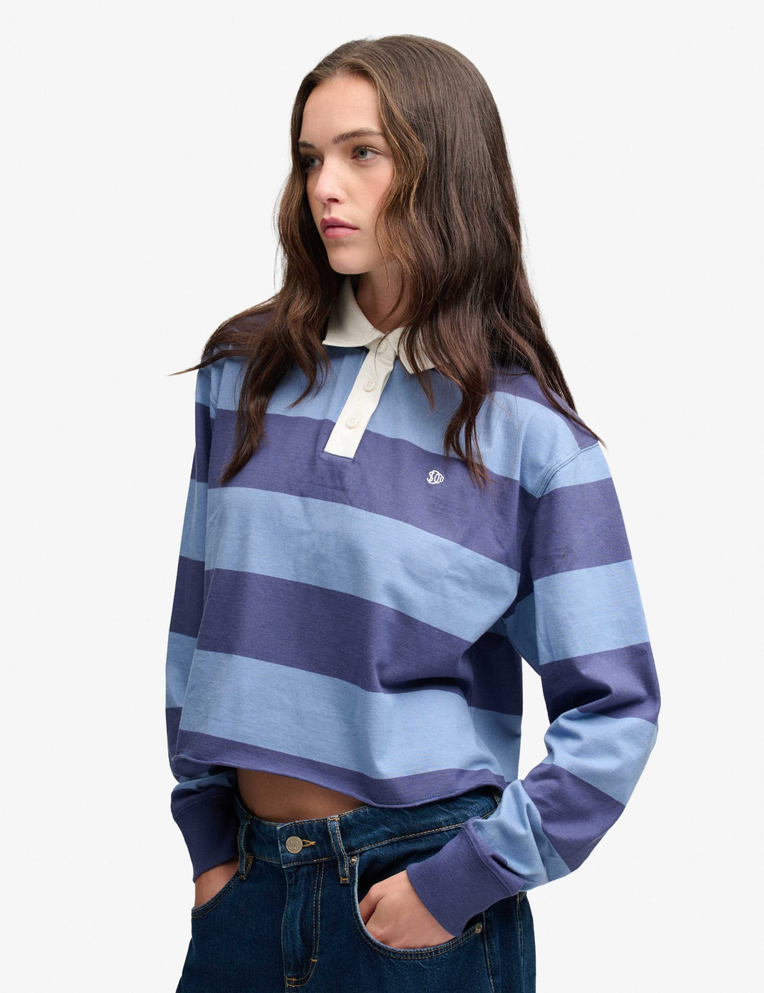 Pure Cotton Oversized Cropped Rugby Top