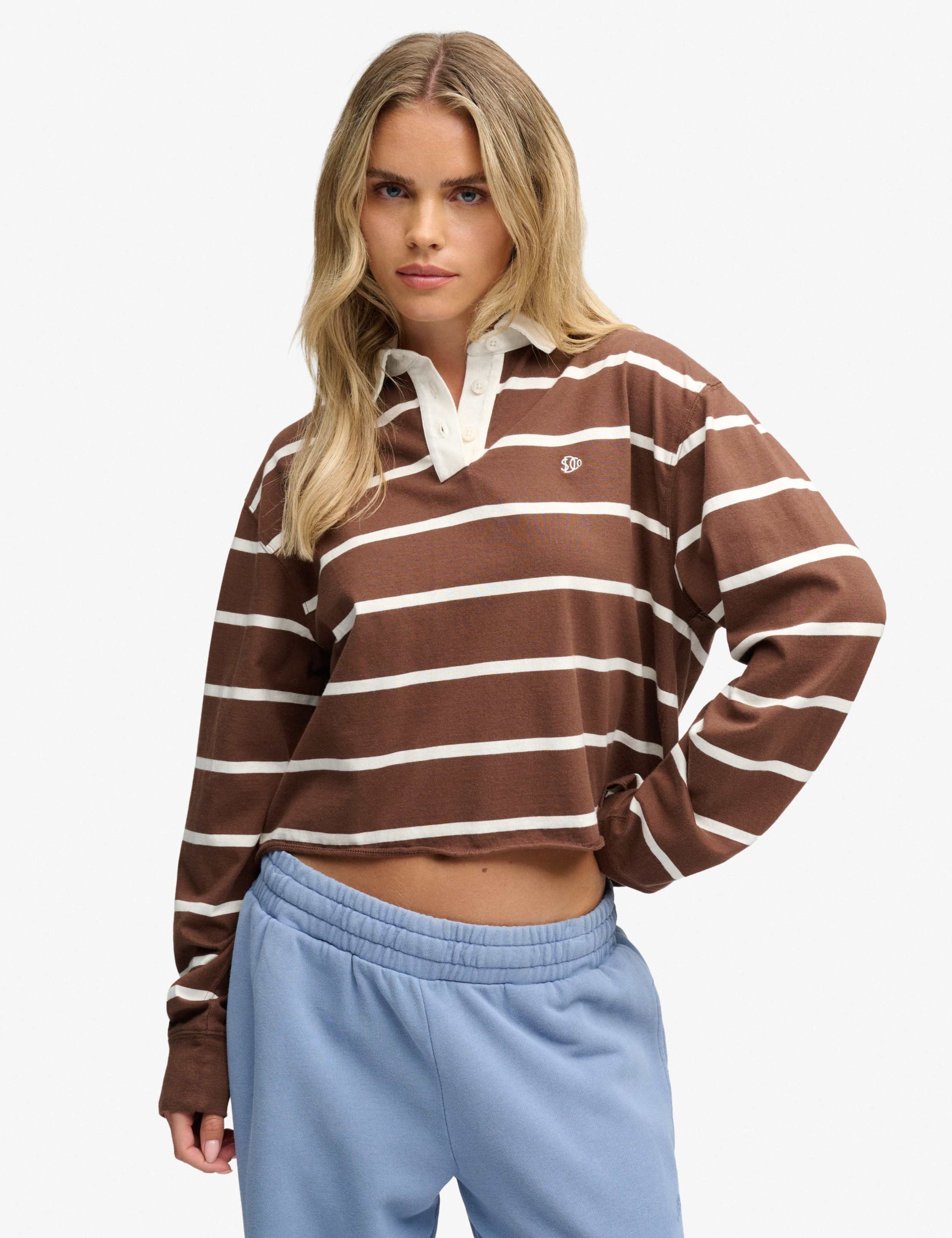 Pure Cotton Oversized Cropped Rugby Top