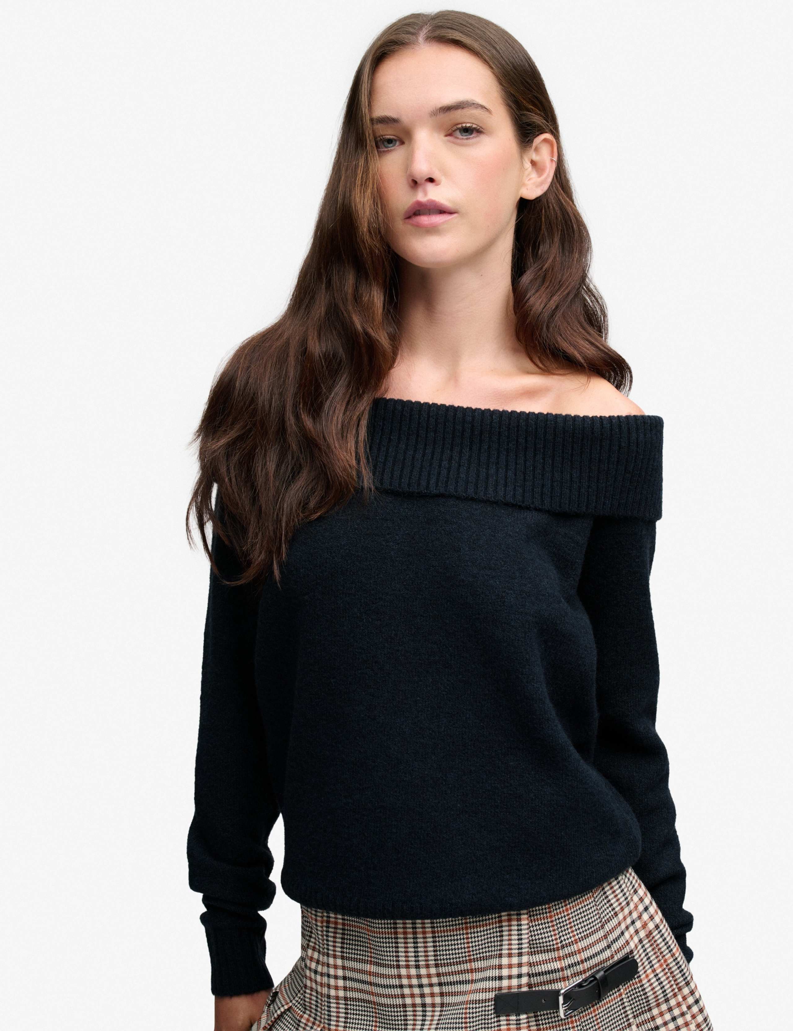 Off the Shoulder Jumper with Wool