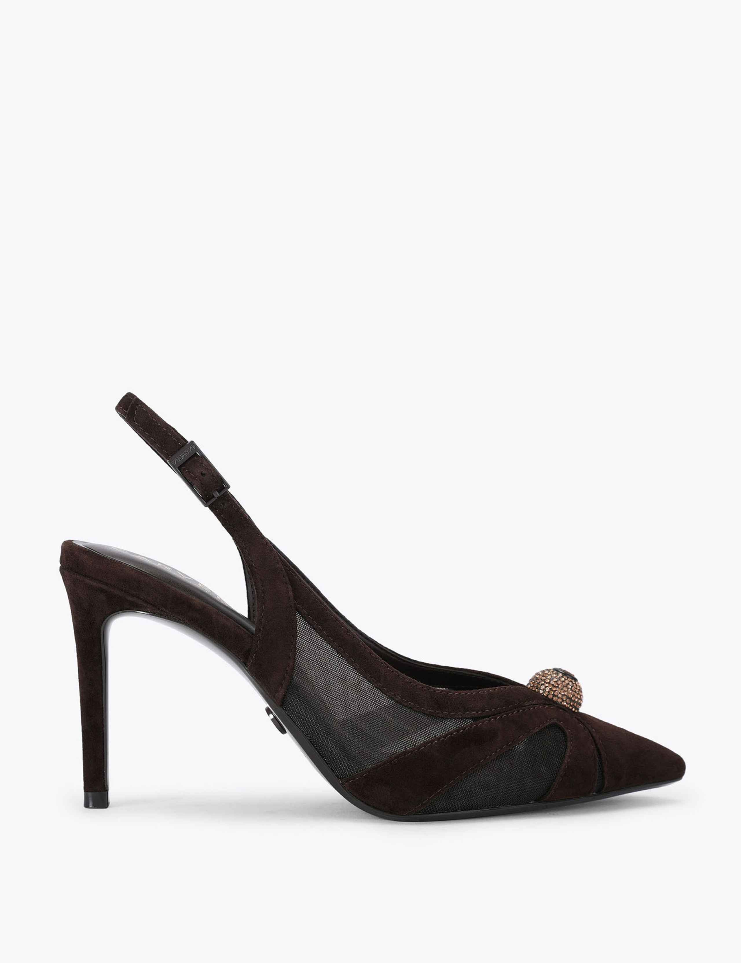 Suede Stiletto Heel Slingback Shoes