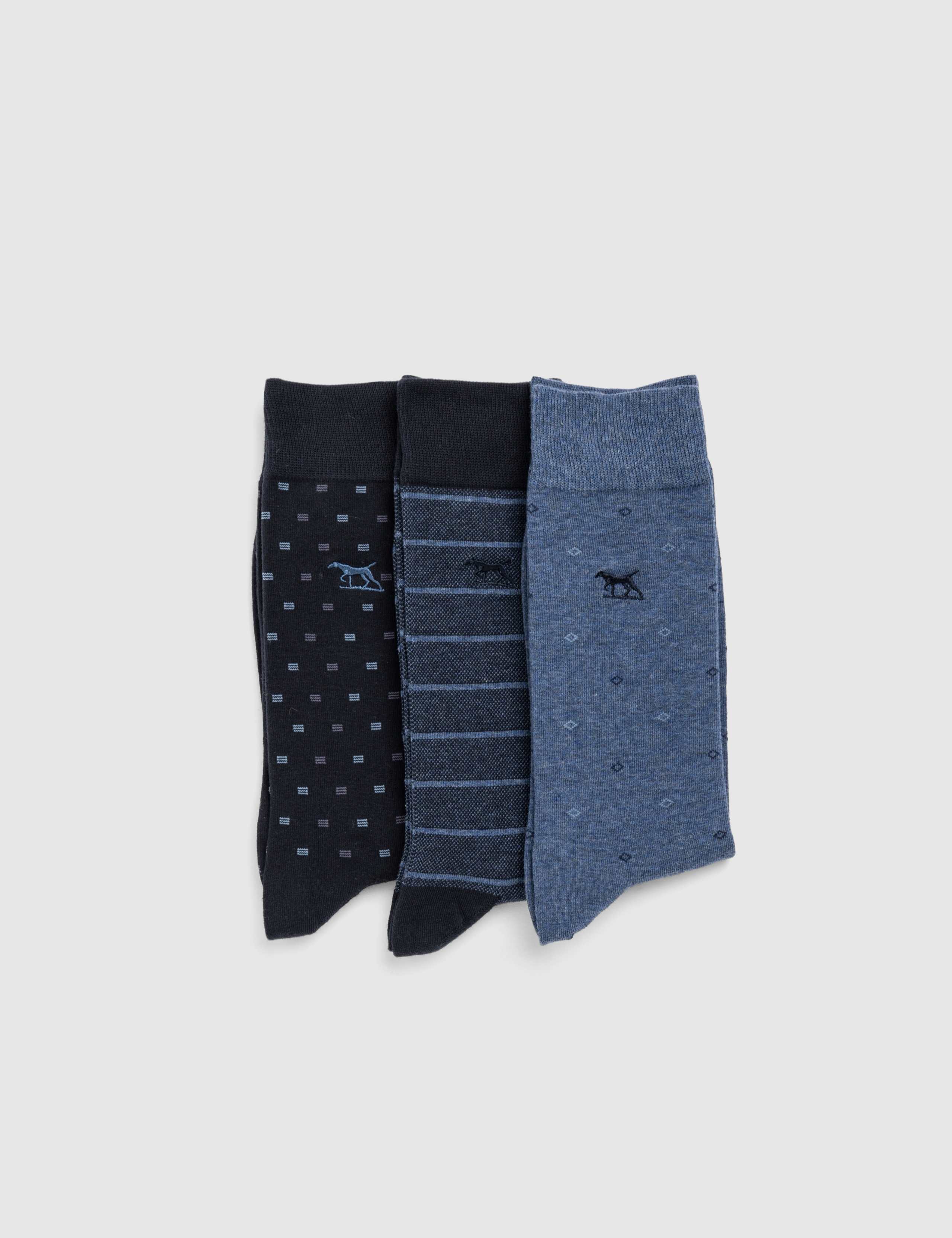 3 Pack Patterned Cotton Rich Socks