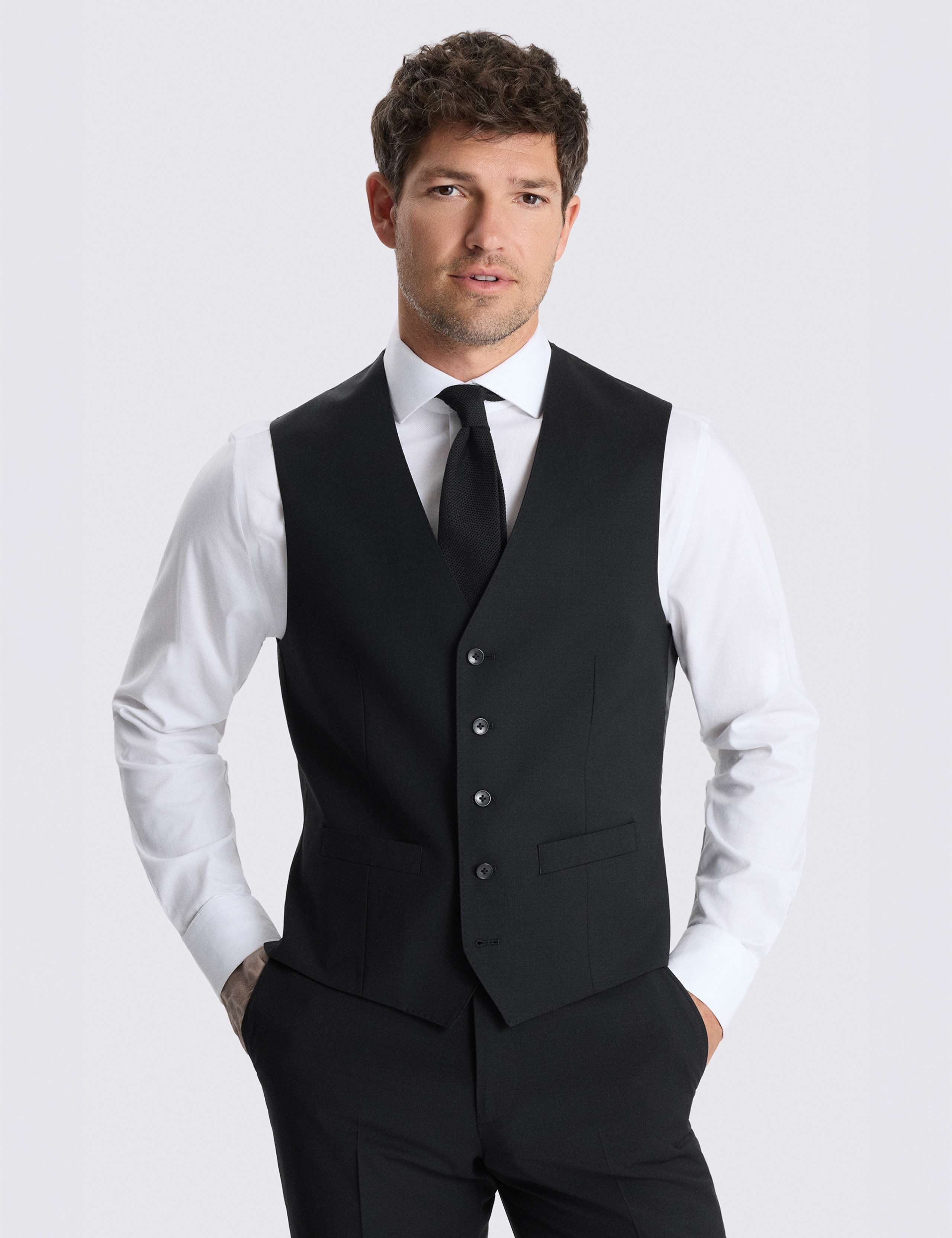 Tailored Fit Wool Rich Performance Waistcoat