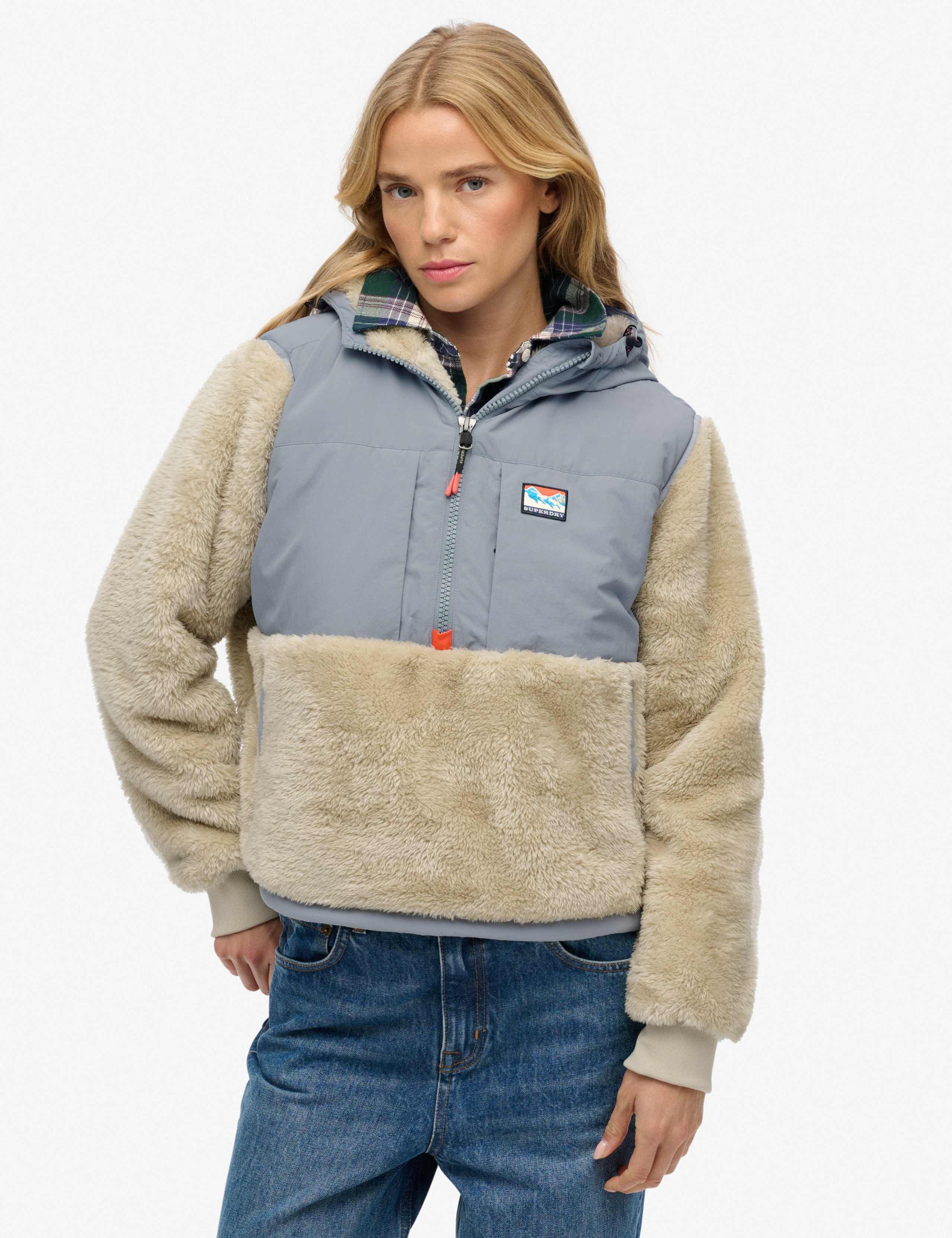 Half Zip Hooded Hybrid Fleece