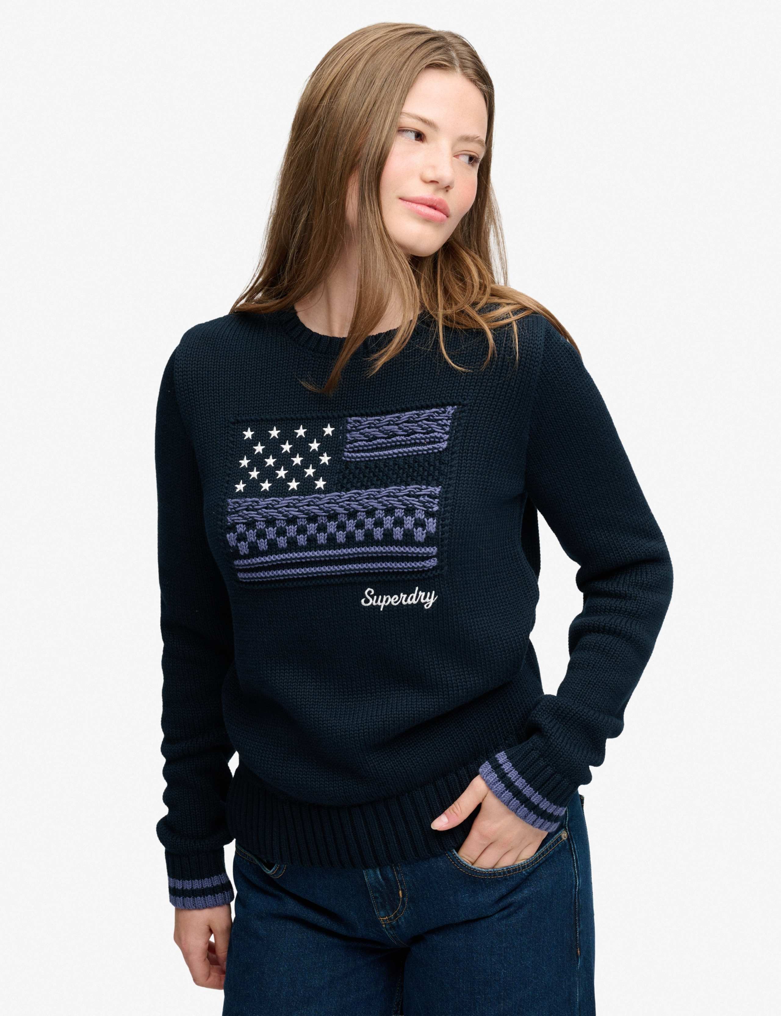 Pure Cotton Flag Knit Relaxed Jumper