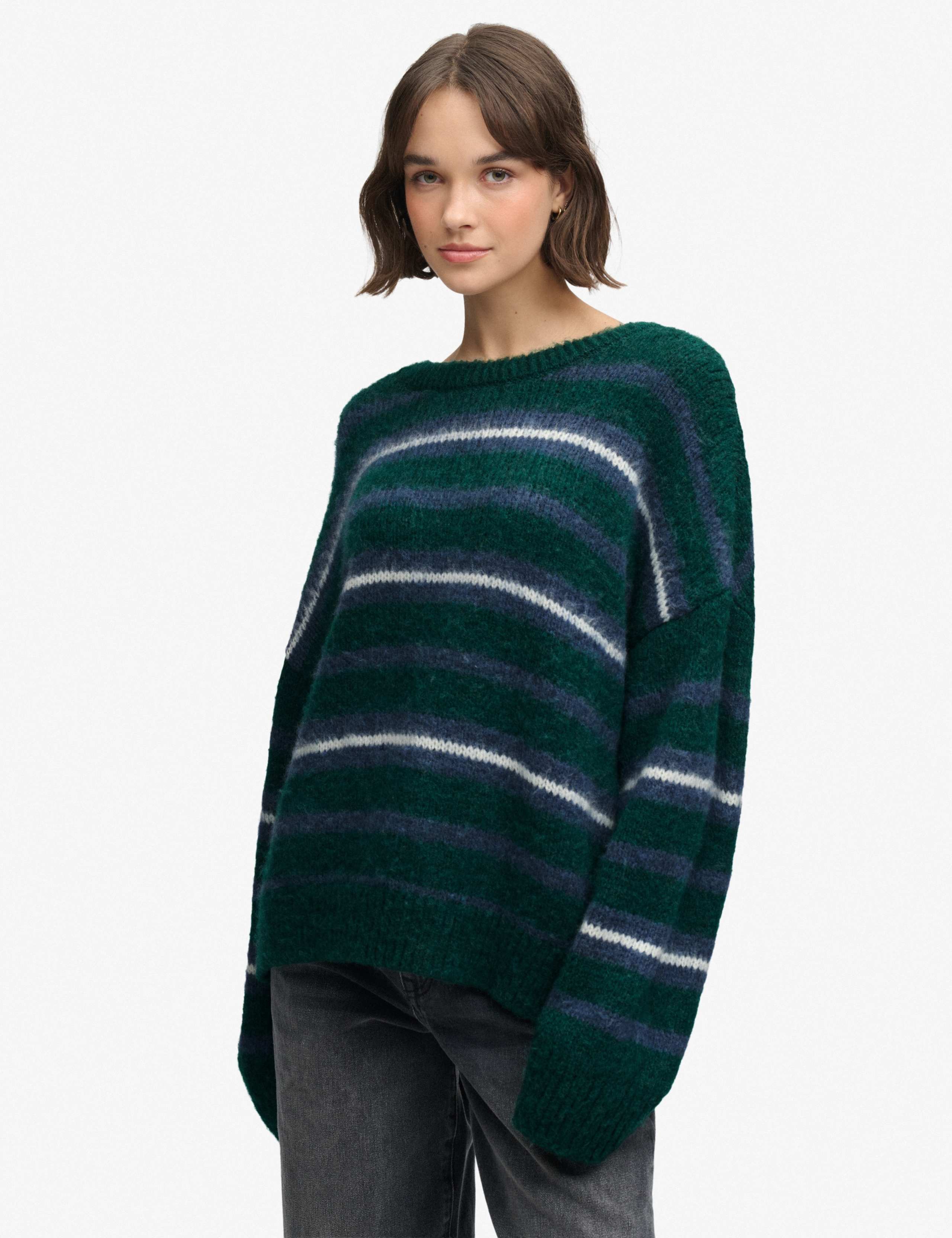 Brushed Striped Relaxed Jumper