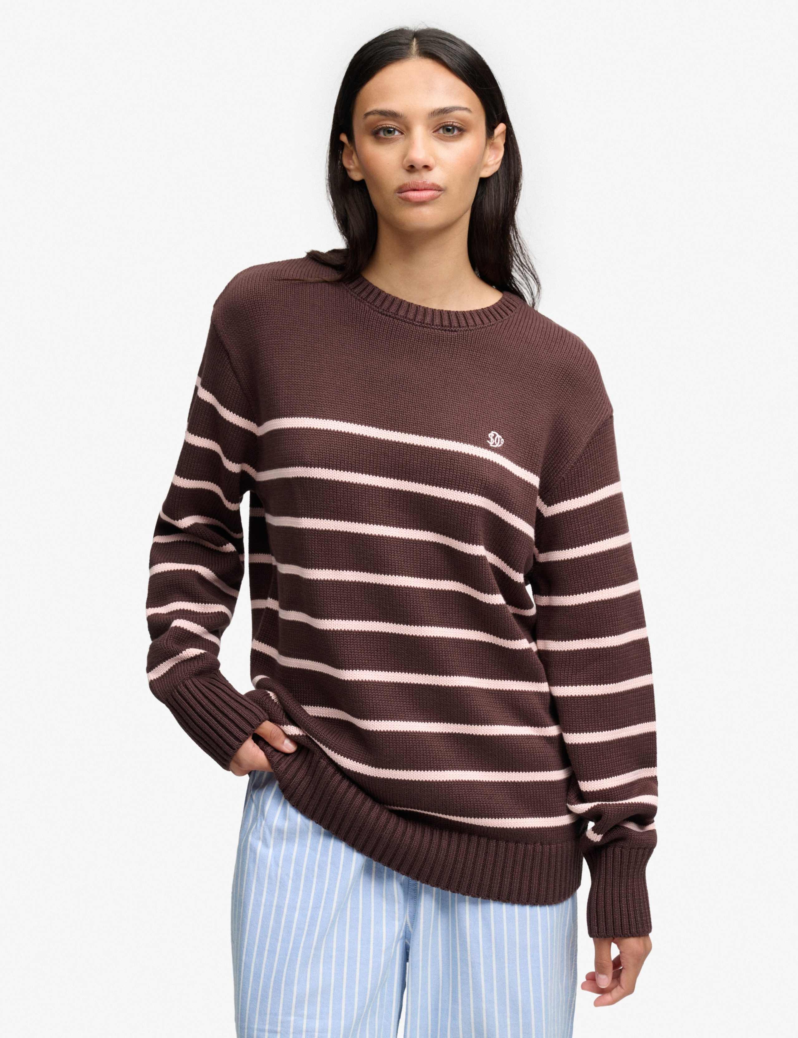 Pure Cotton Striped Oversized Jumper
