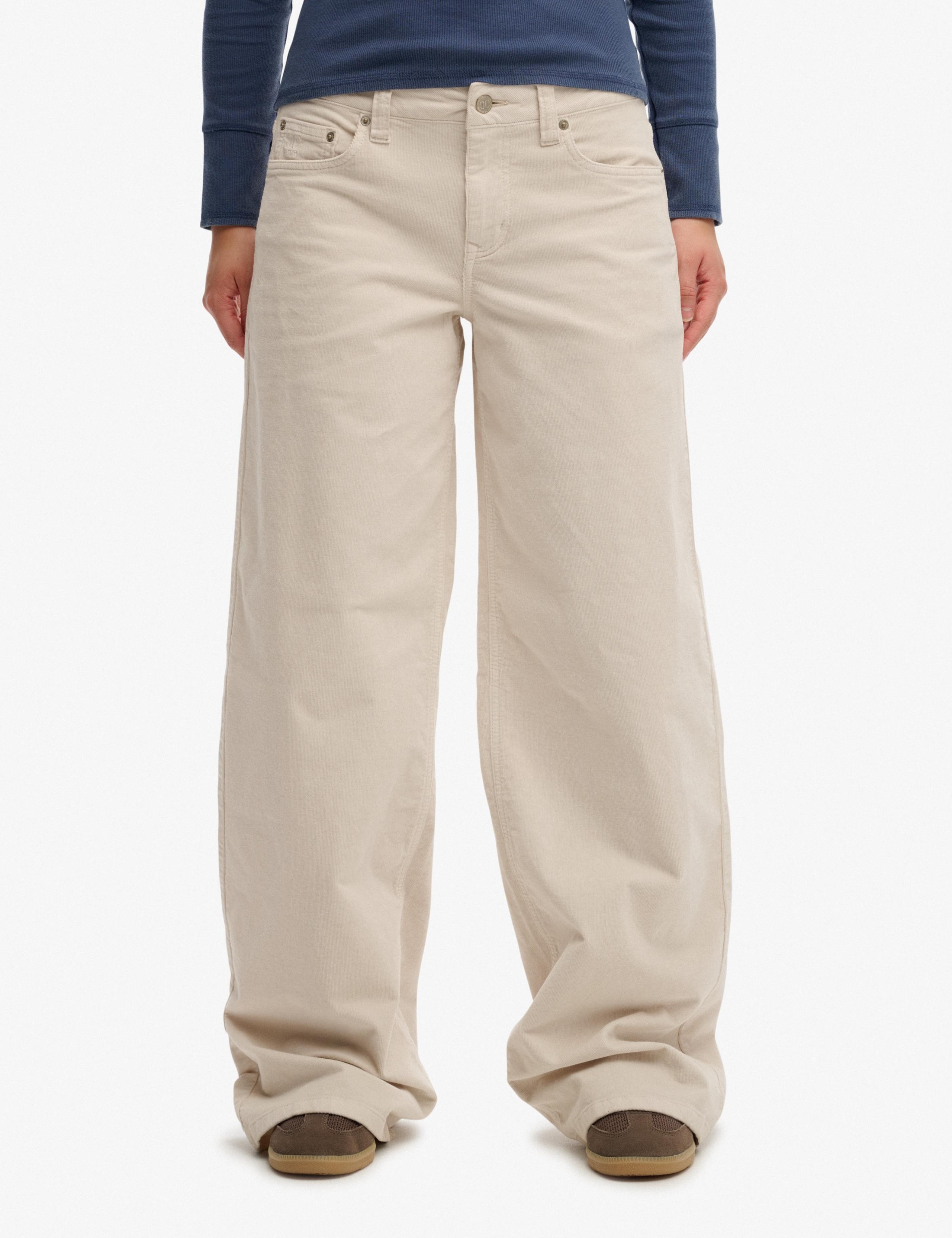 Cotton Rich Cord Textured Wide Leg Trousers