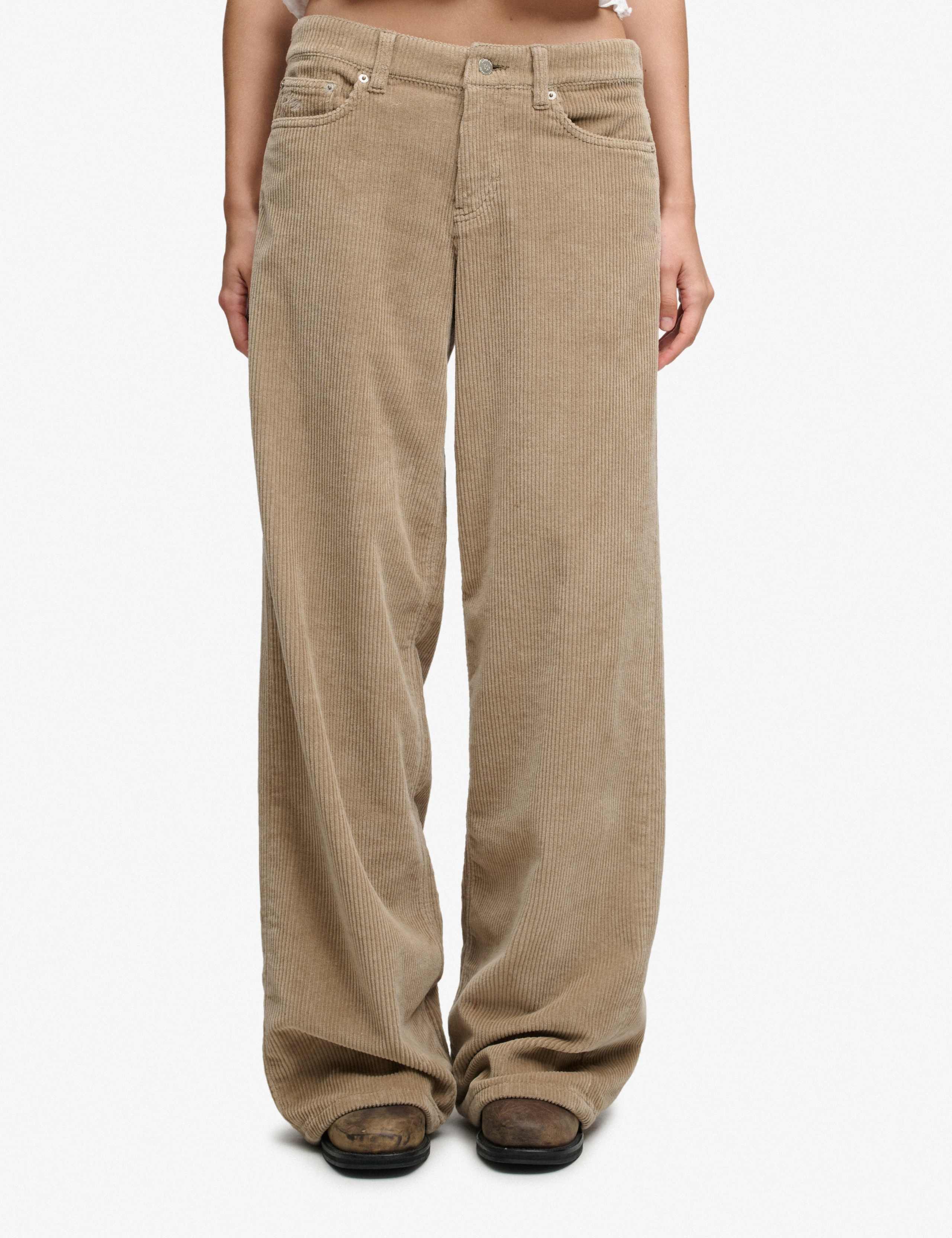 Cotton Rich Cord Textured Wide Leg Trousers