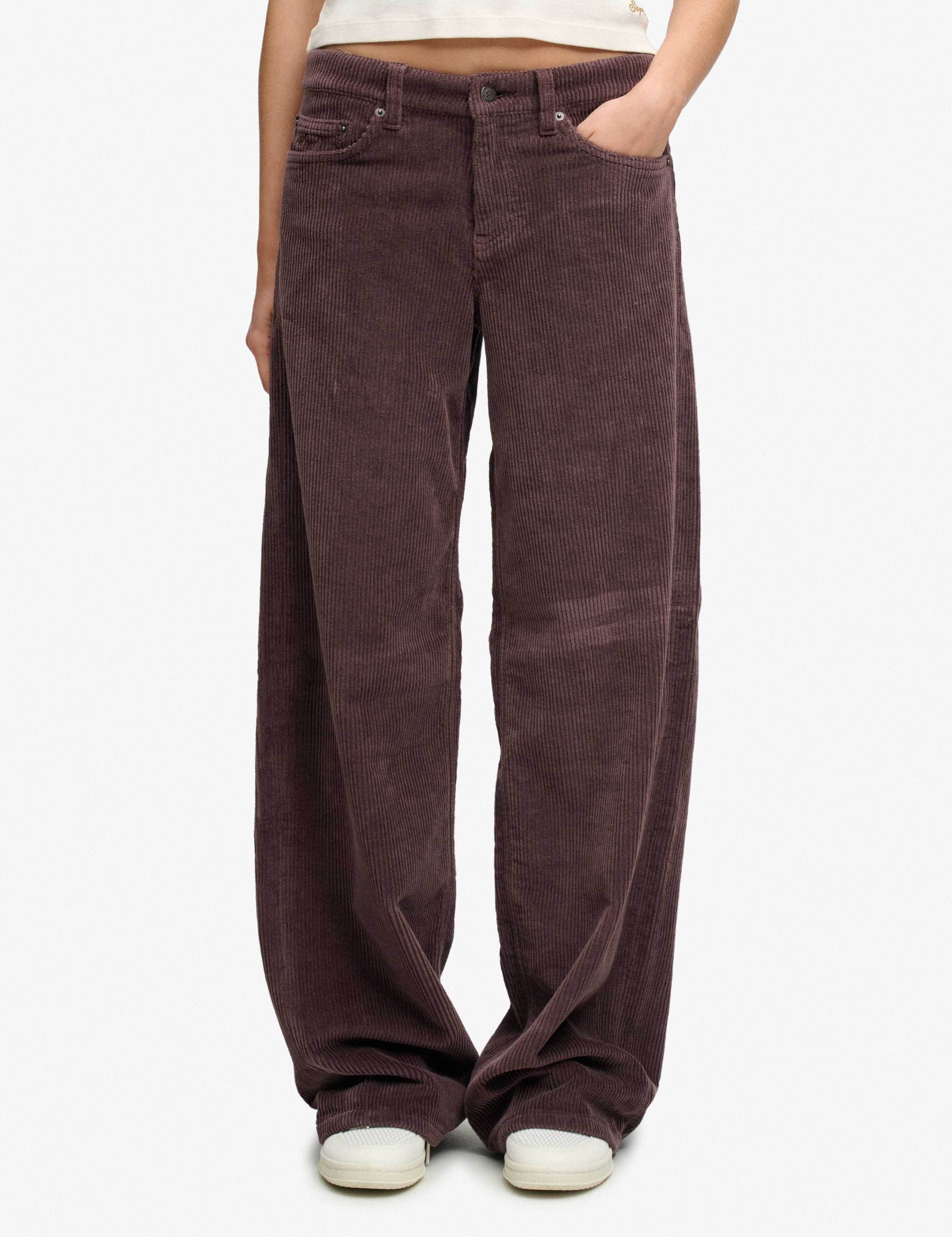 Cotton Rich Cord Textured Wide Leg Trousers