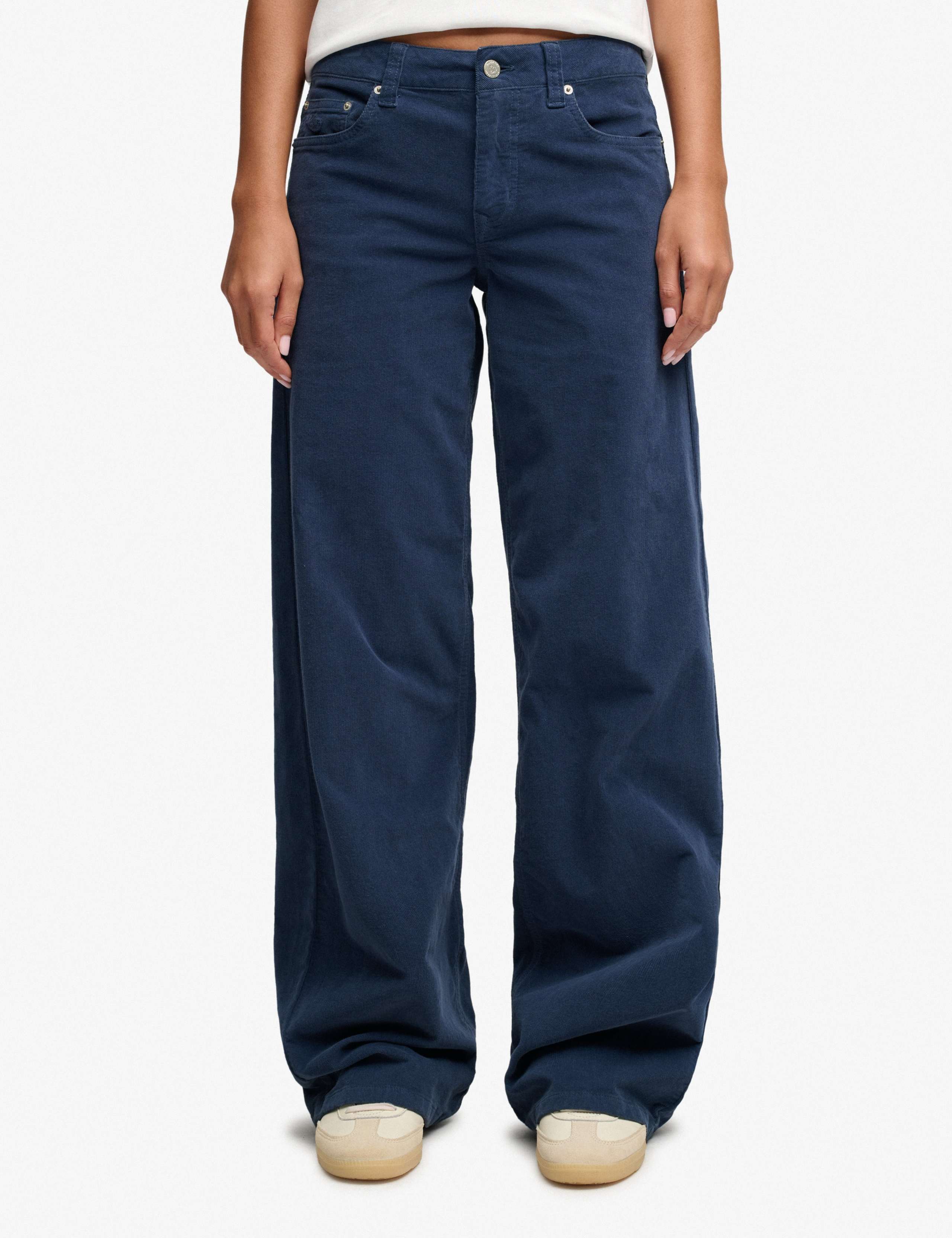 Cotton Rich Cord Textured Wide Leg Trousers