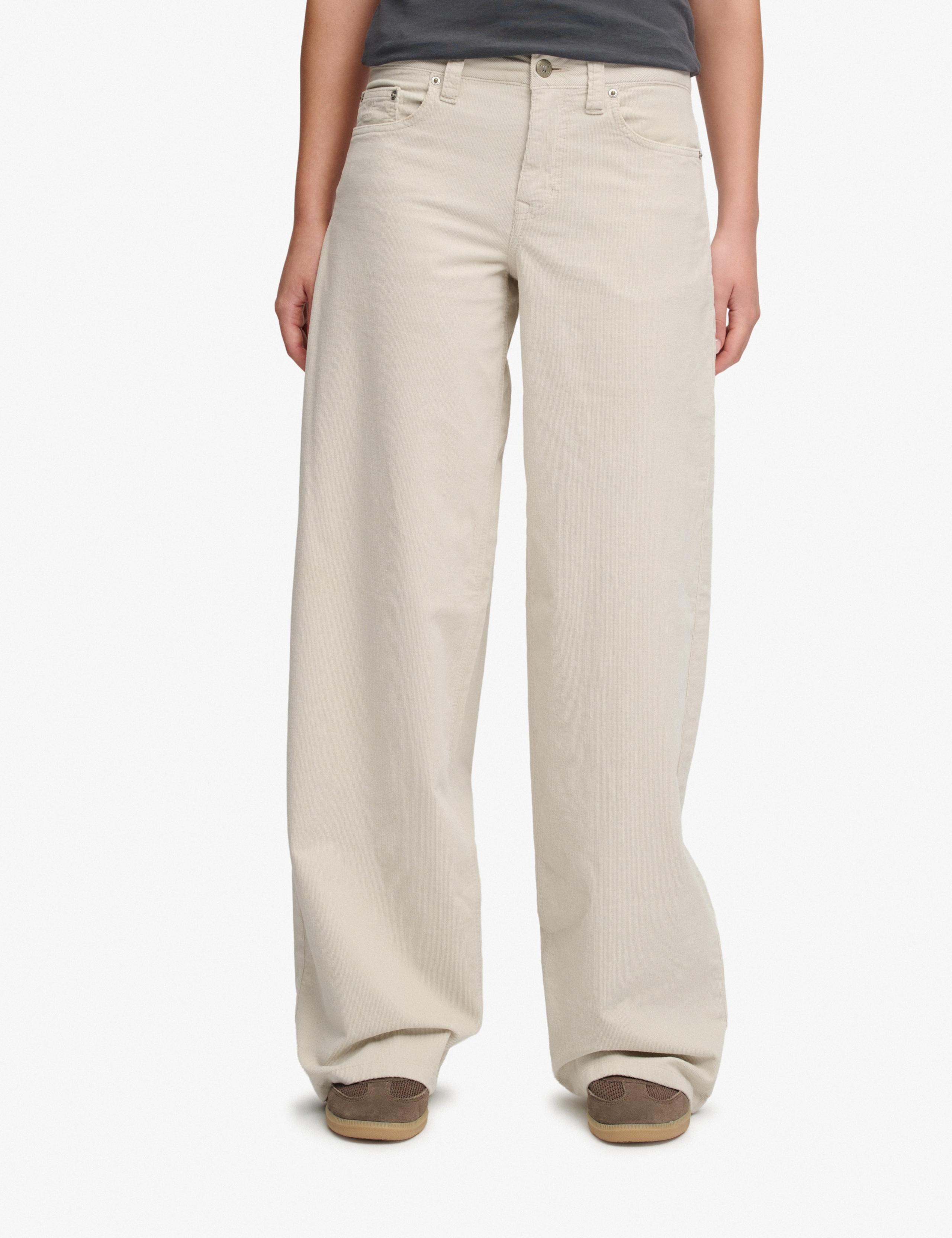 Cotton Rich Cord Textured Wide Leg Trousers