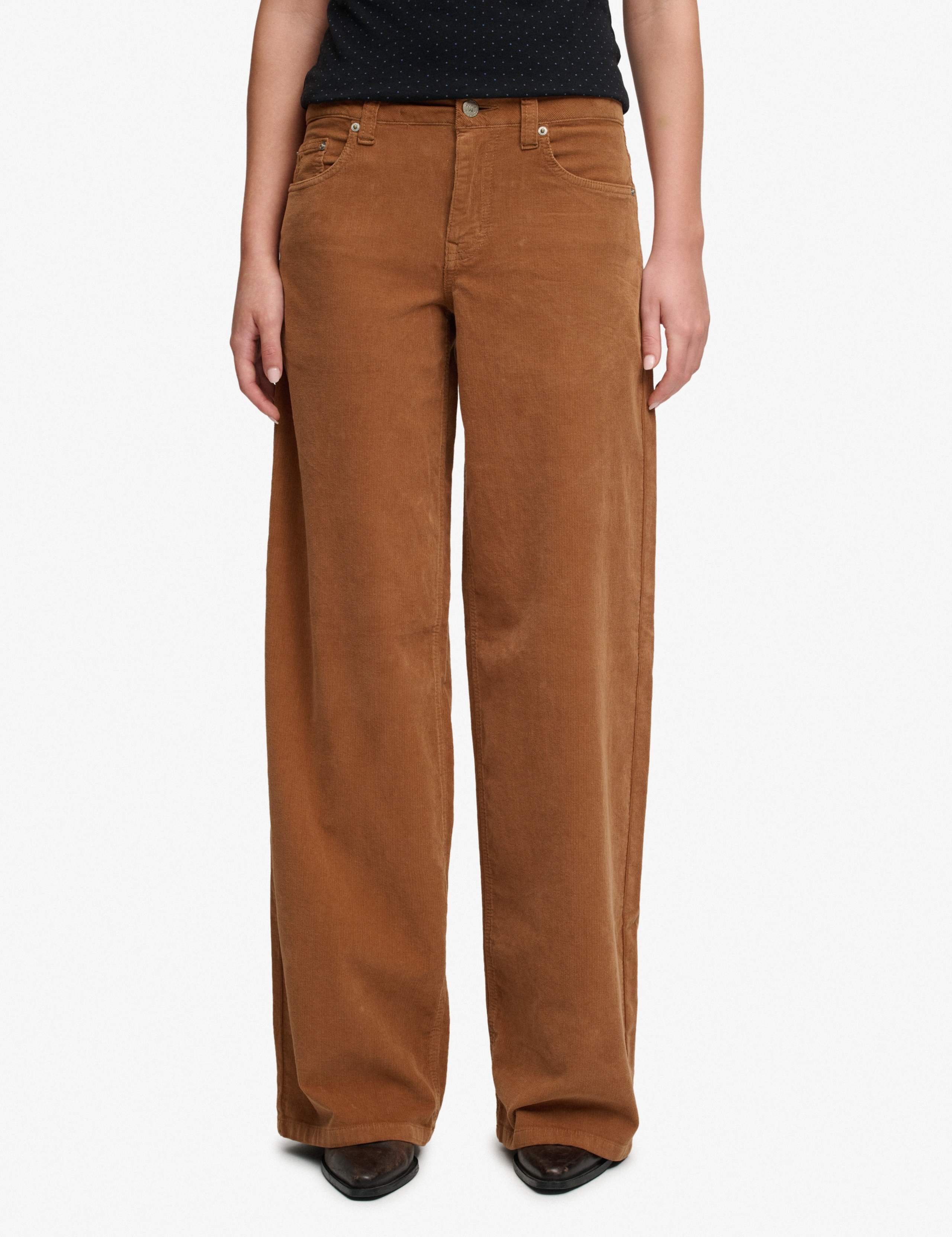 Cotton Rich Cord Textured Wide Leg Trousers