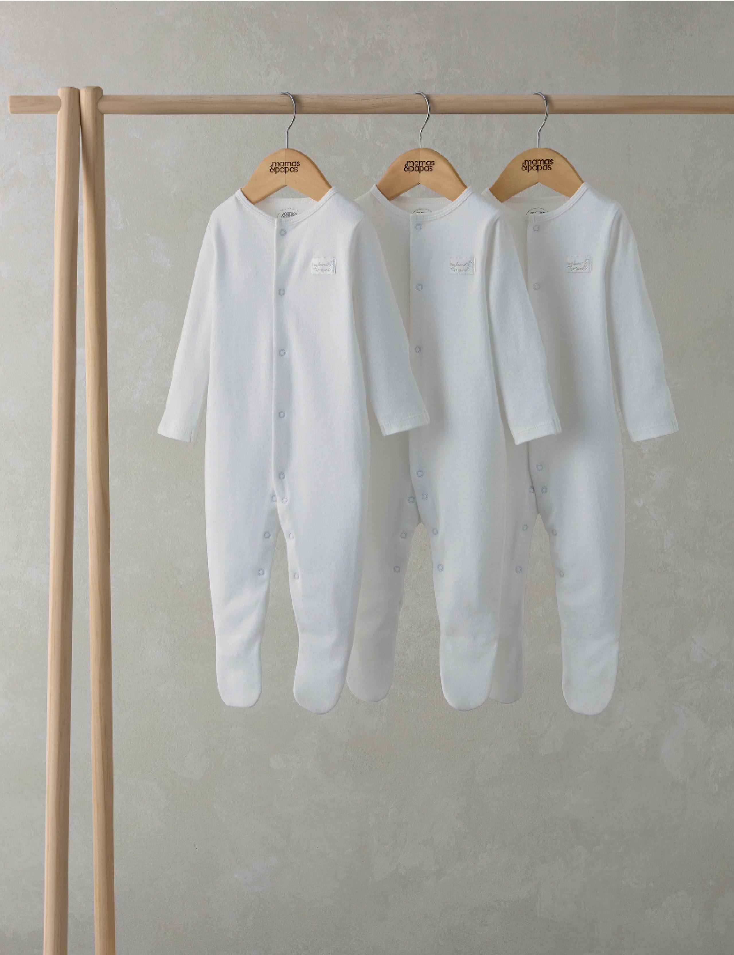 3 Pack Pure Cotton Welcome Sleepsuits (0-24 Mths)