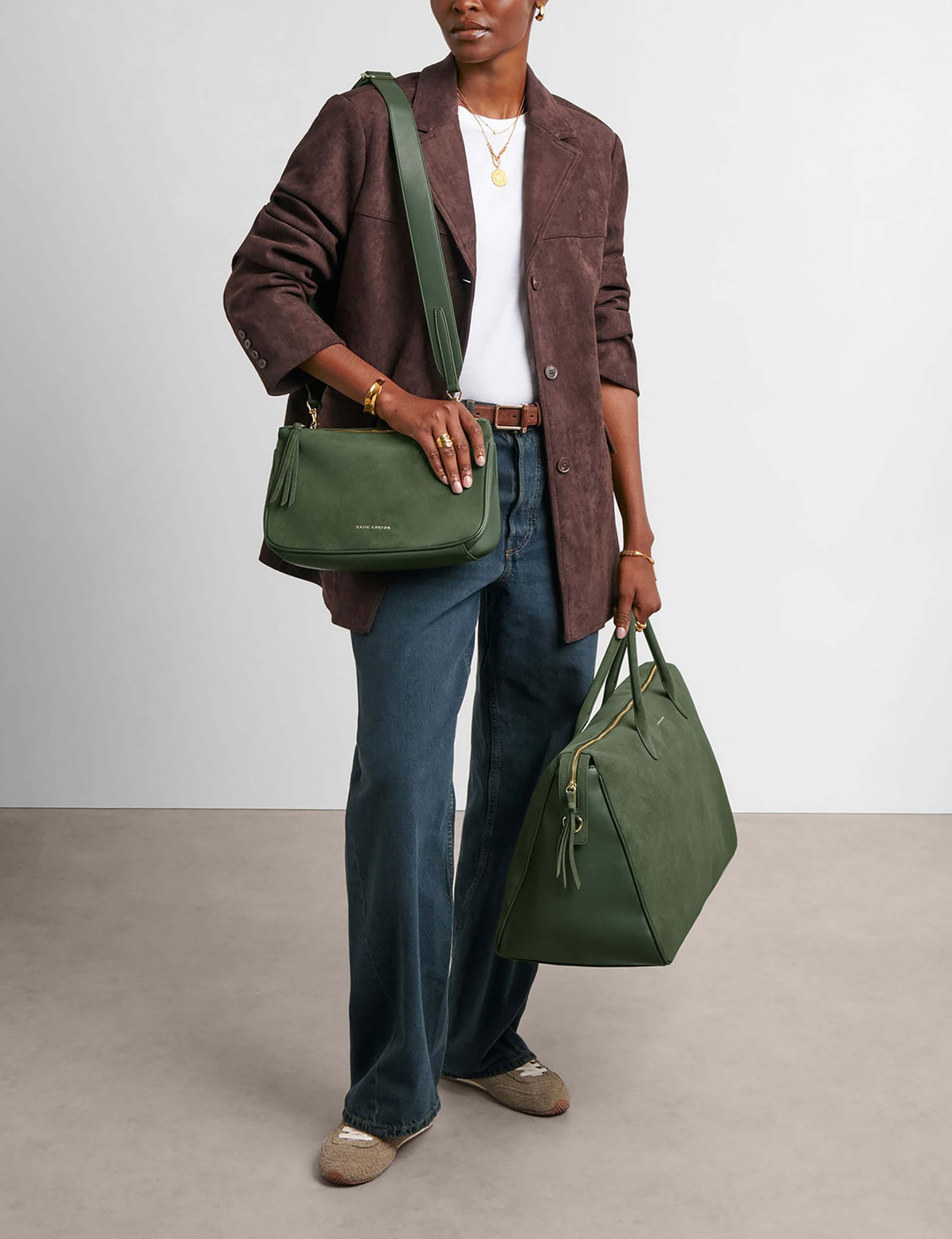 Faux Leather Weekend Bag And Pouch
