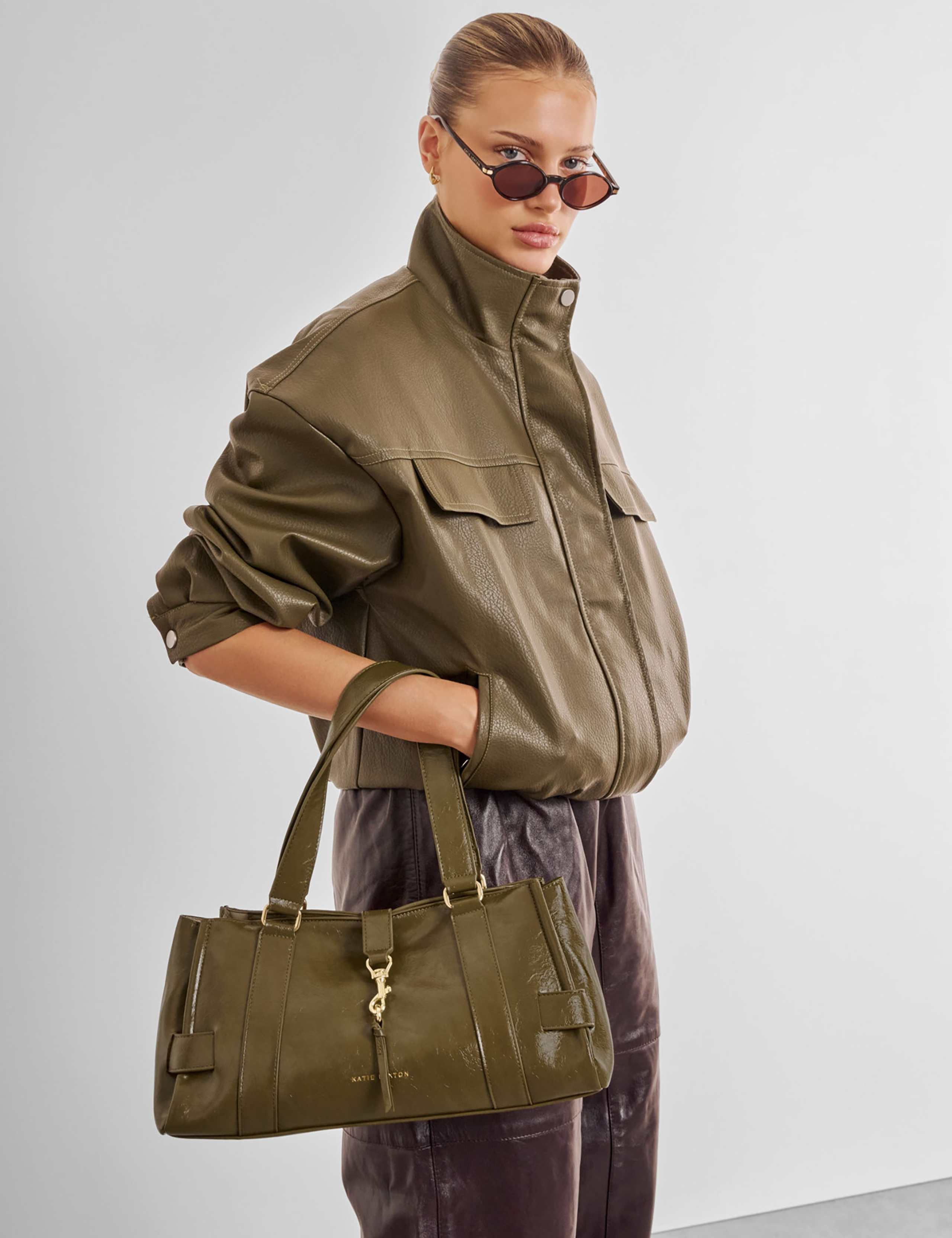 Faux Leather Shoulder Bag