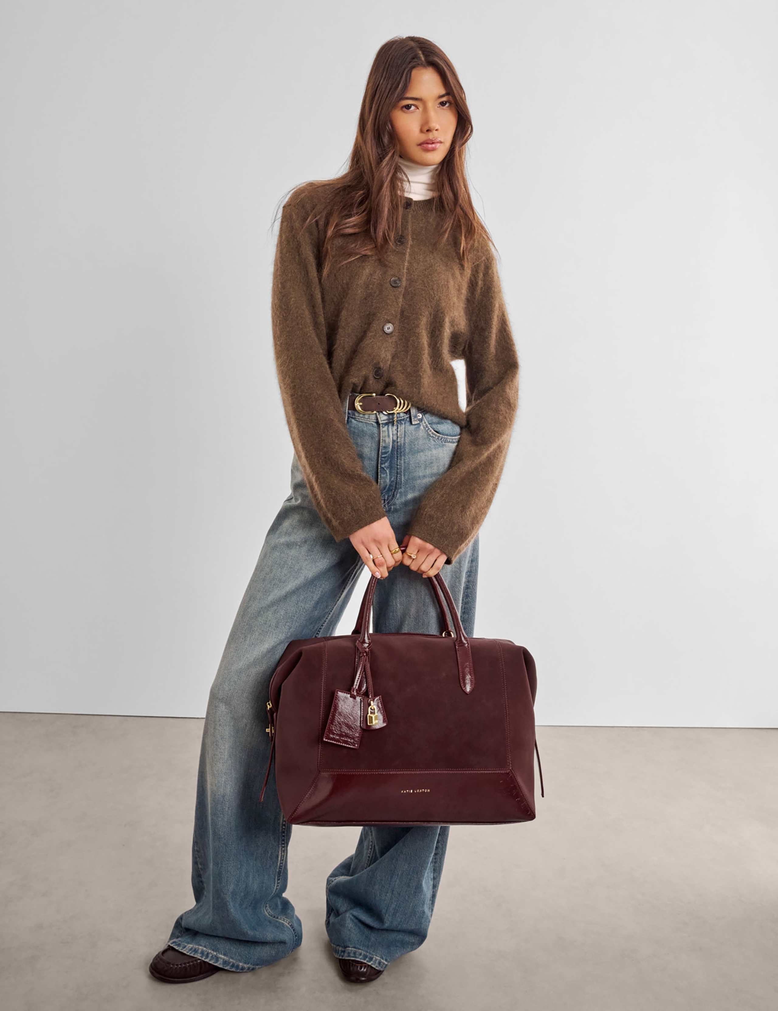 Faux Suede Weekend Bag