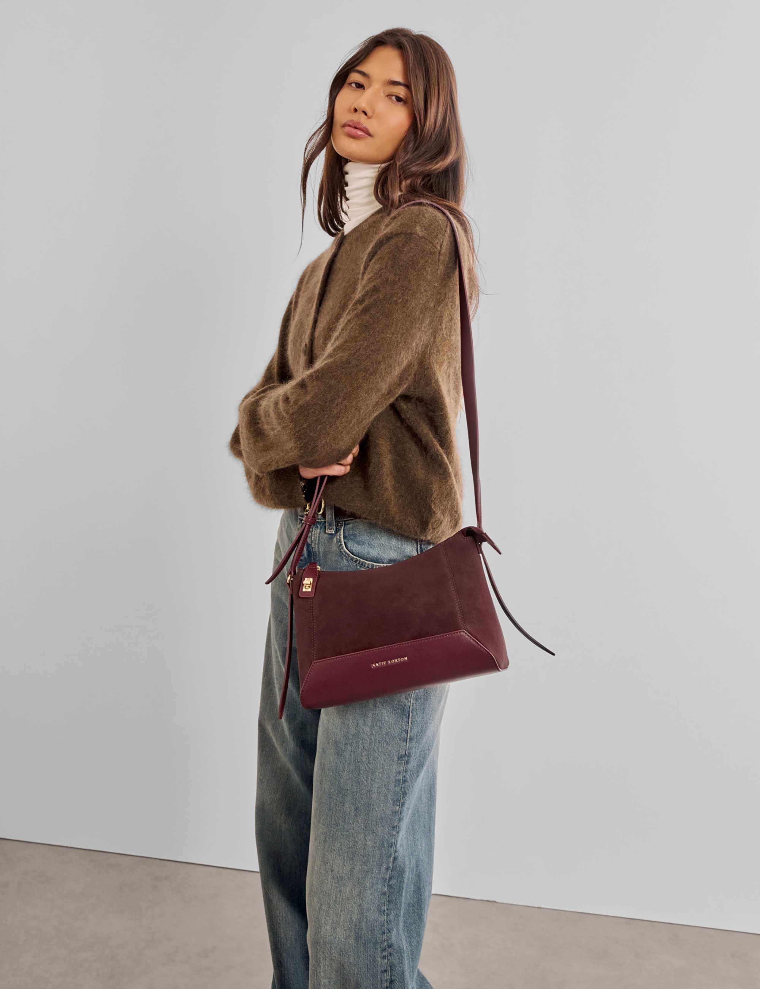 Faux Suede Cross Body Bag