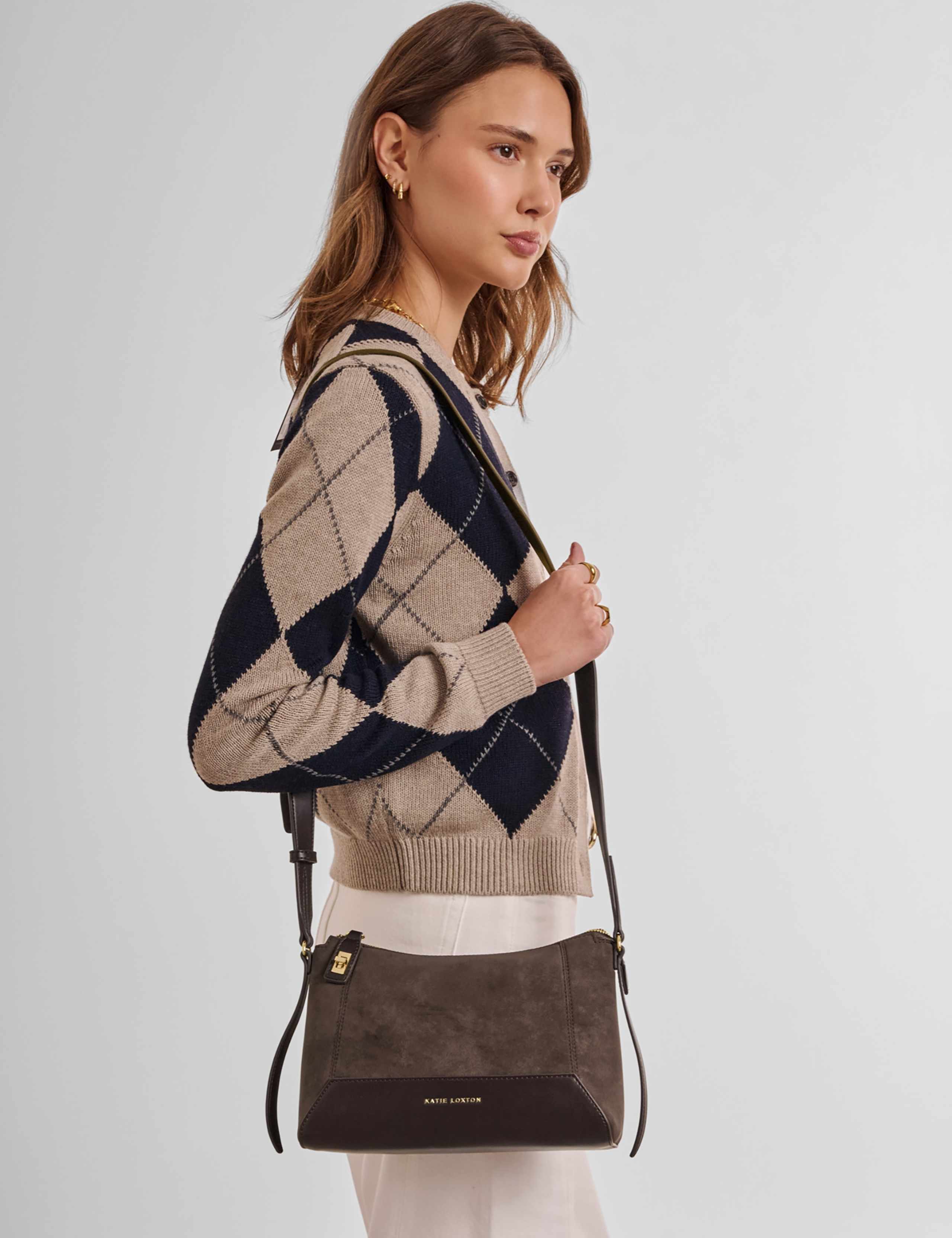 Faux Suede Cross Body Bag