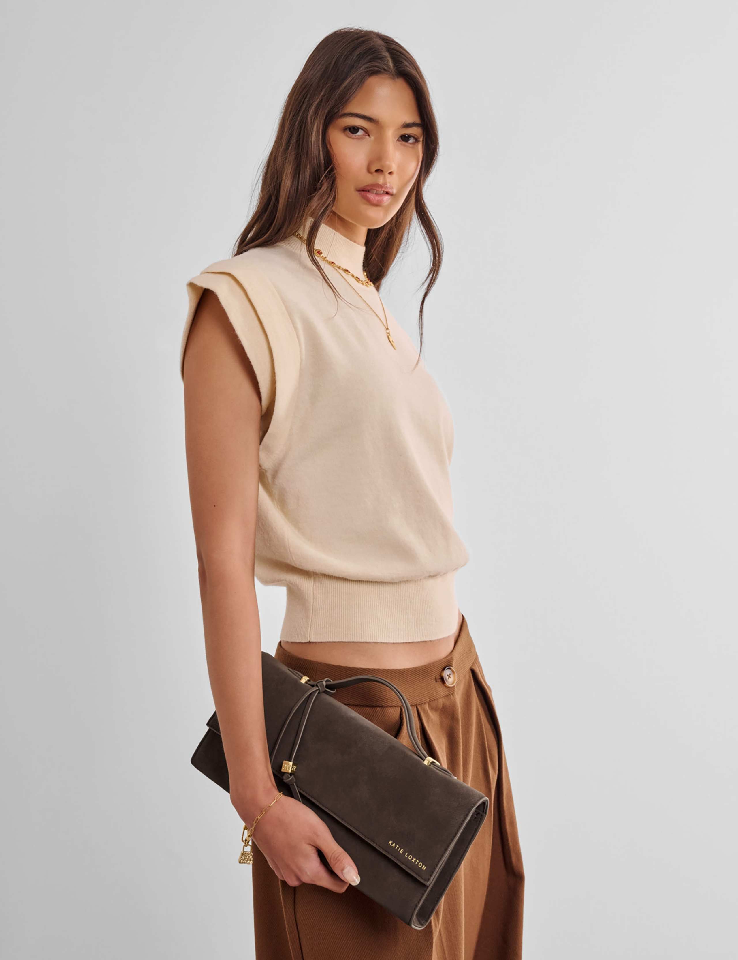 Faux Suede Clutch Bag