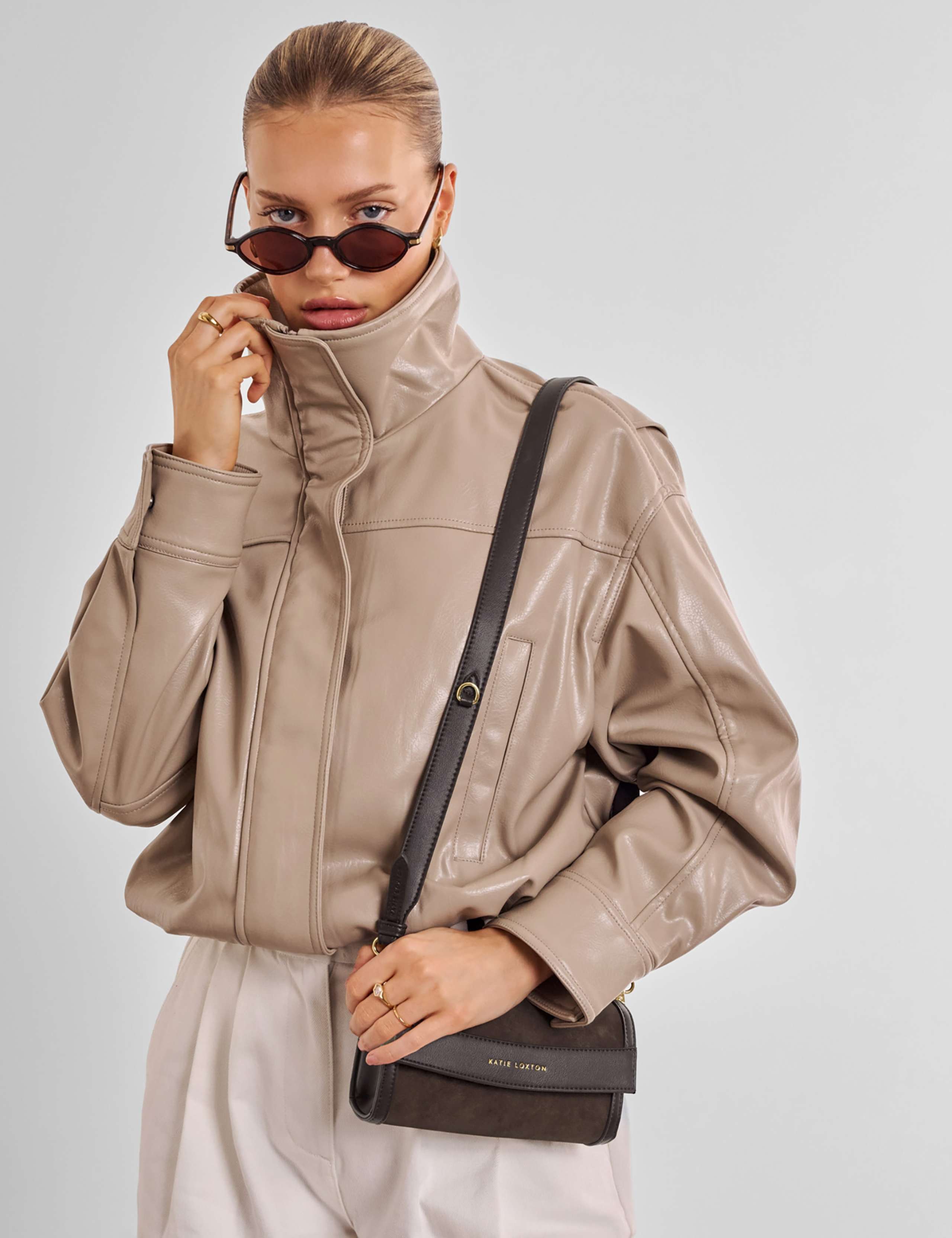 Faux Suede Cross Body Bag