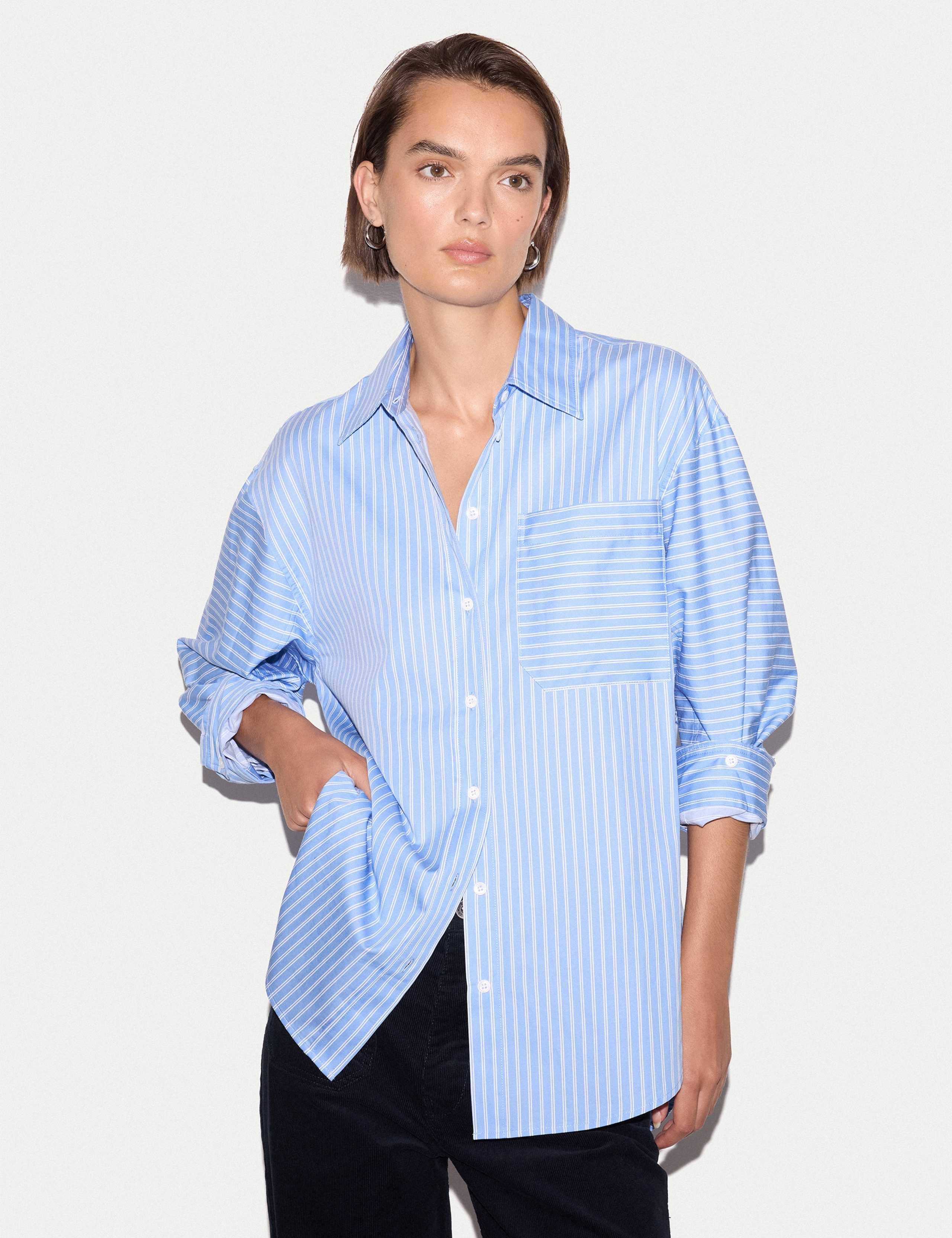 Pure Cotton Striped Oversized Shirt