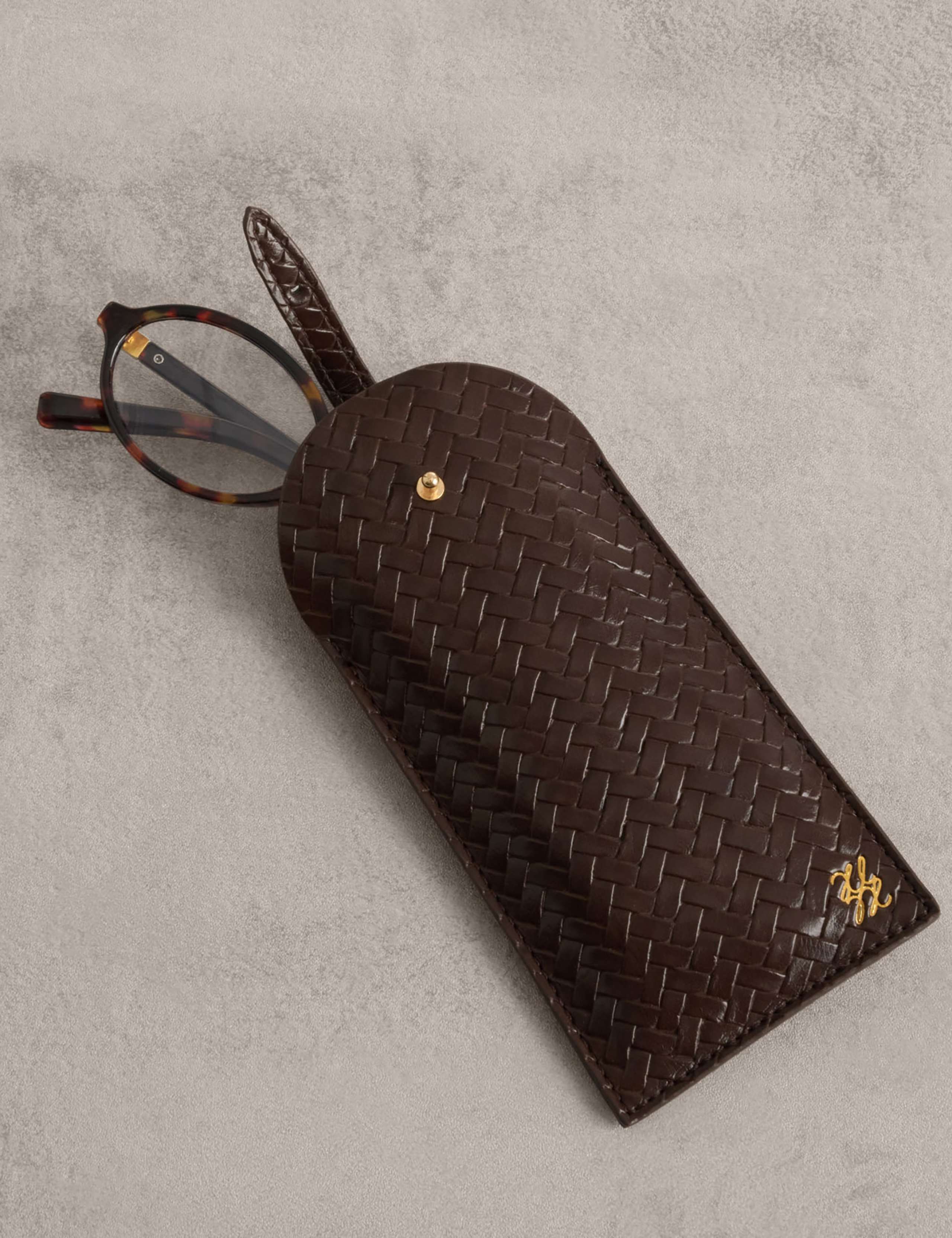 Faux Leather Woven Glasses Sleeve