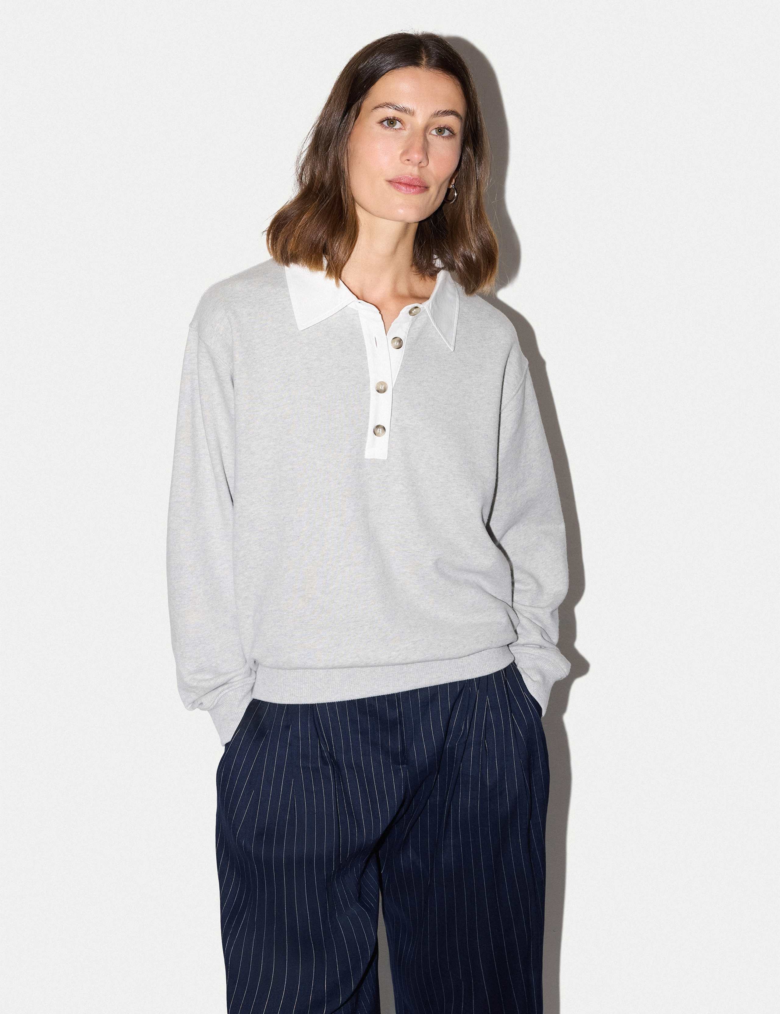 Pure Cotton Collared Relaxed Sweatshirt
