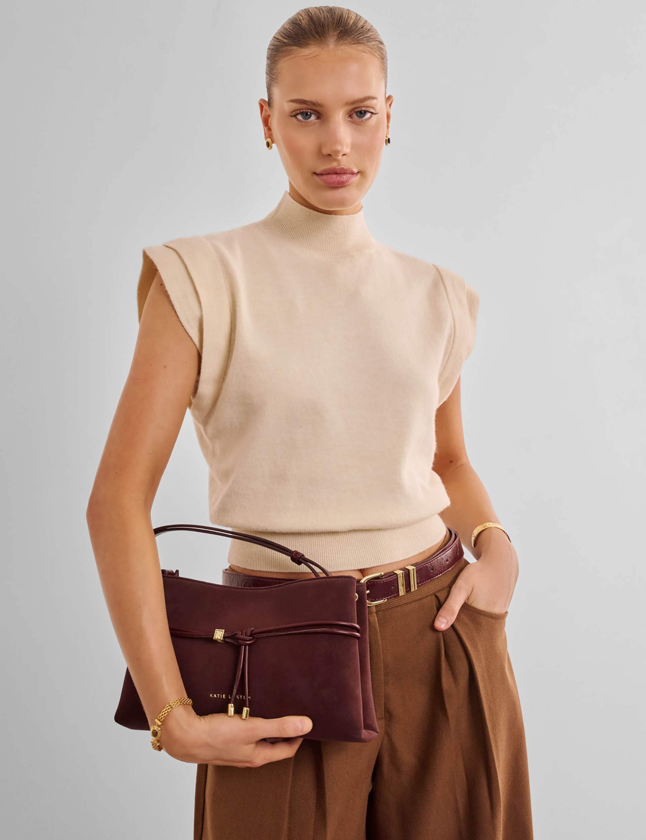 Faux Suede Shoulder Cross Body Bag