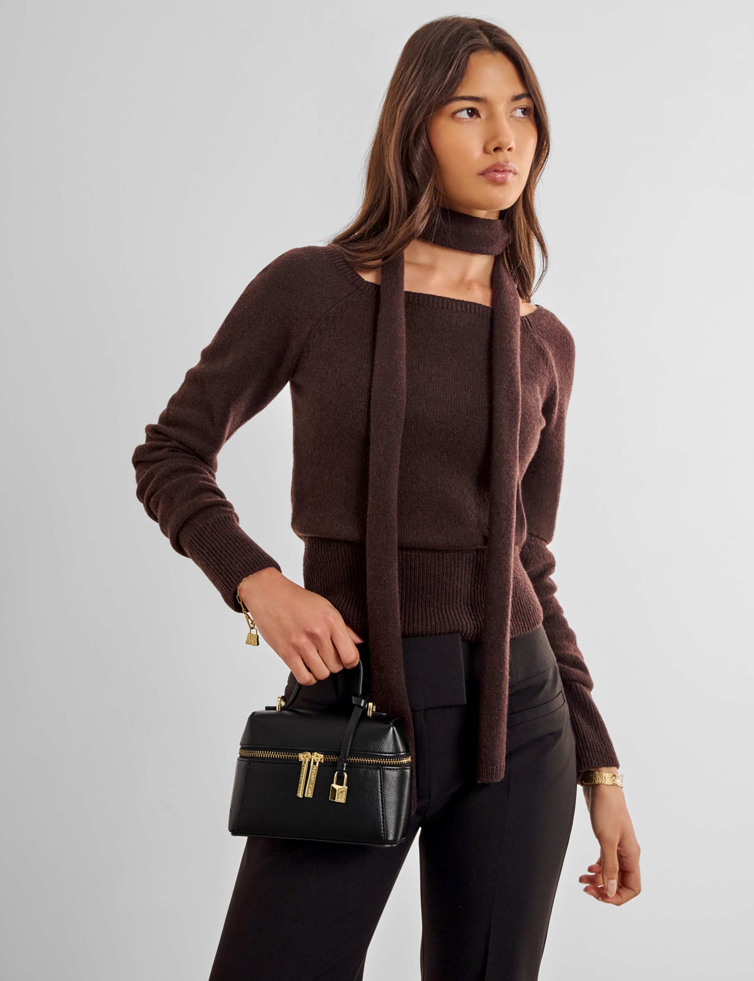 Faux Leather Mini Vanity Cross Body Bag