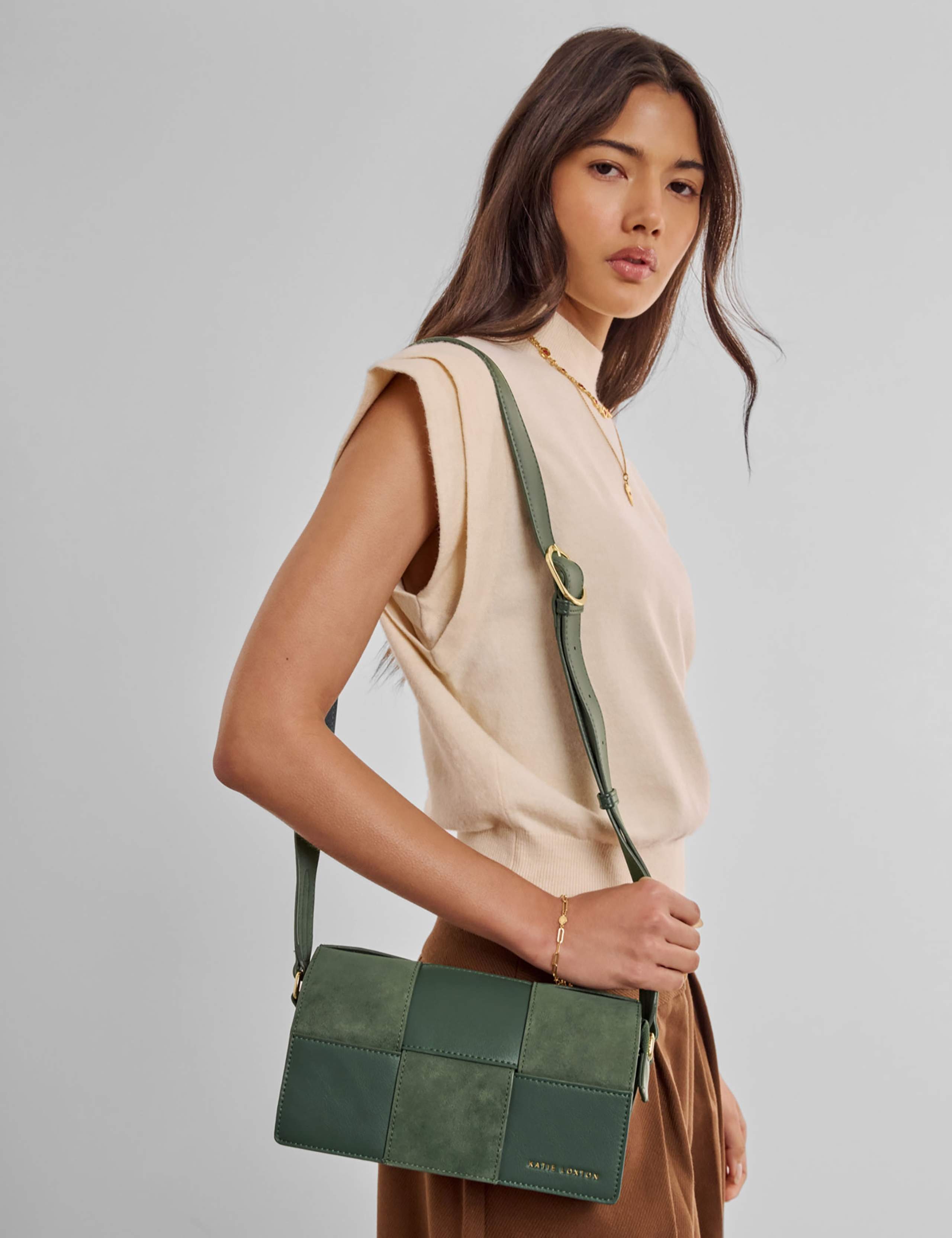 Faux Leather Woven Cross Body Bag