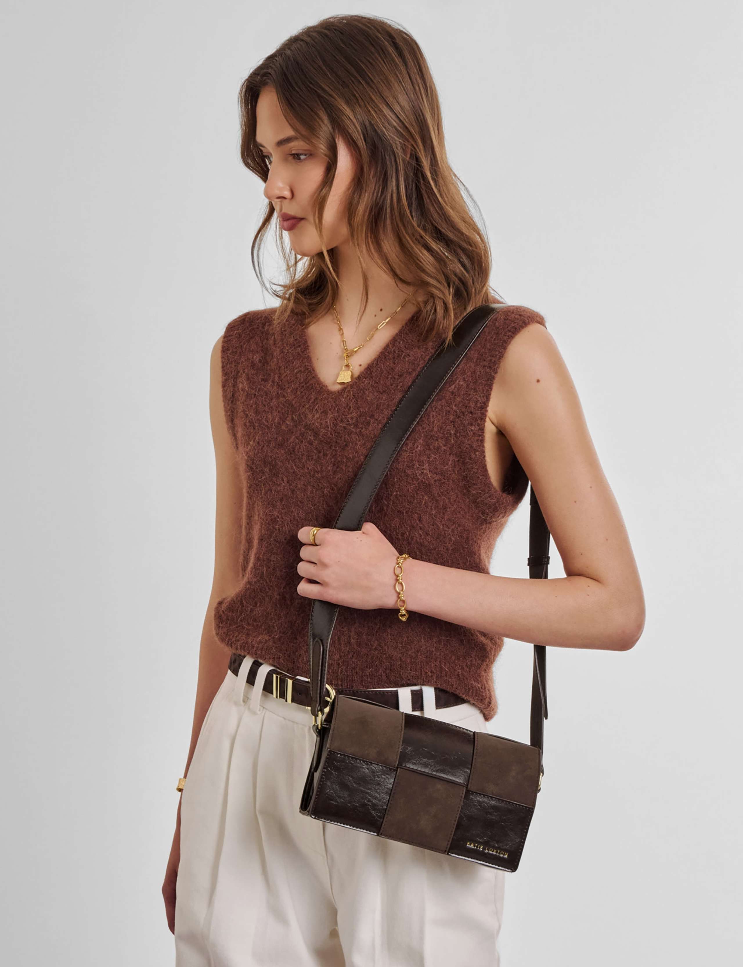 Faux Leather Woven Cross Body Bag