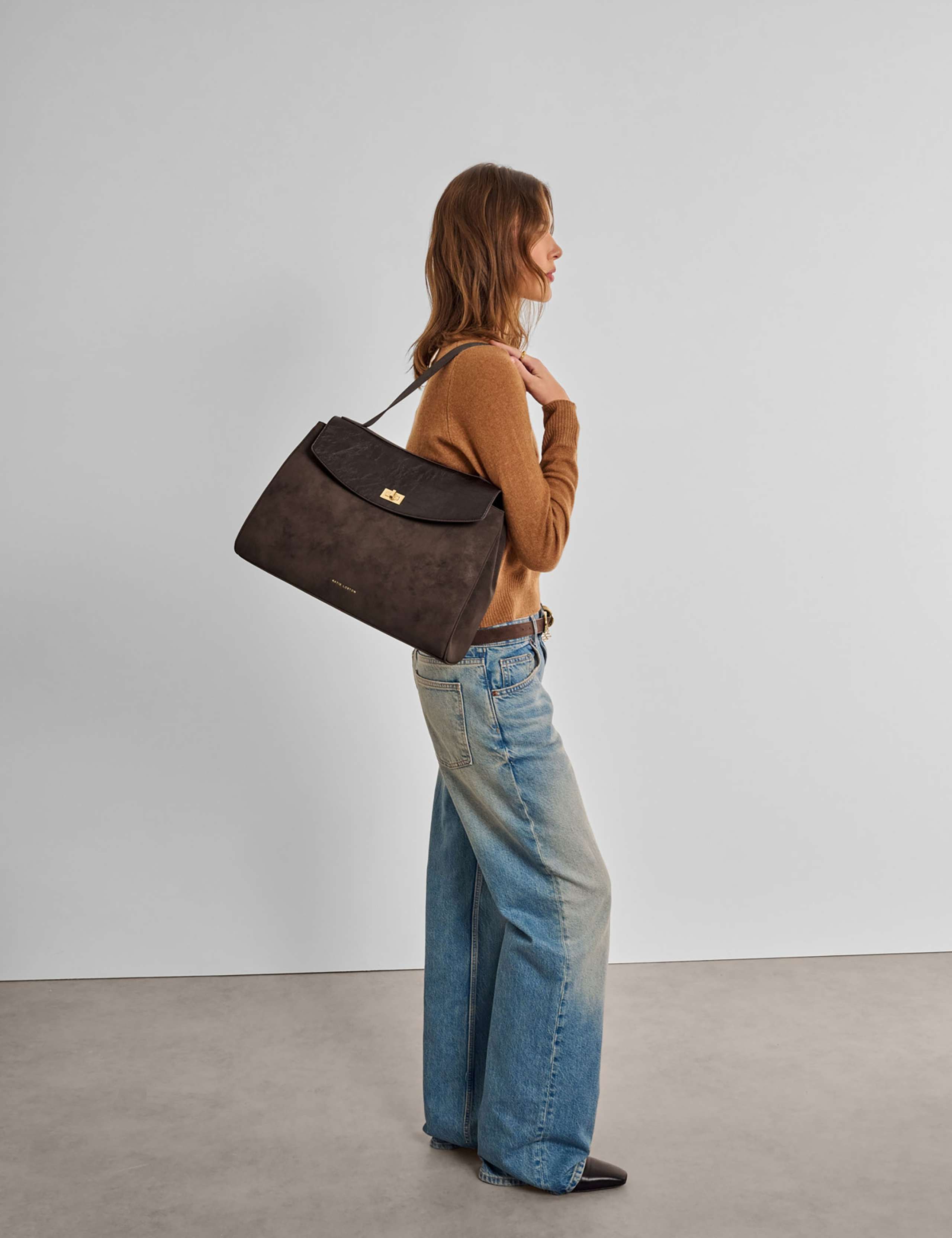 Faux Suede Shoulder Bag