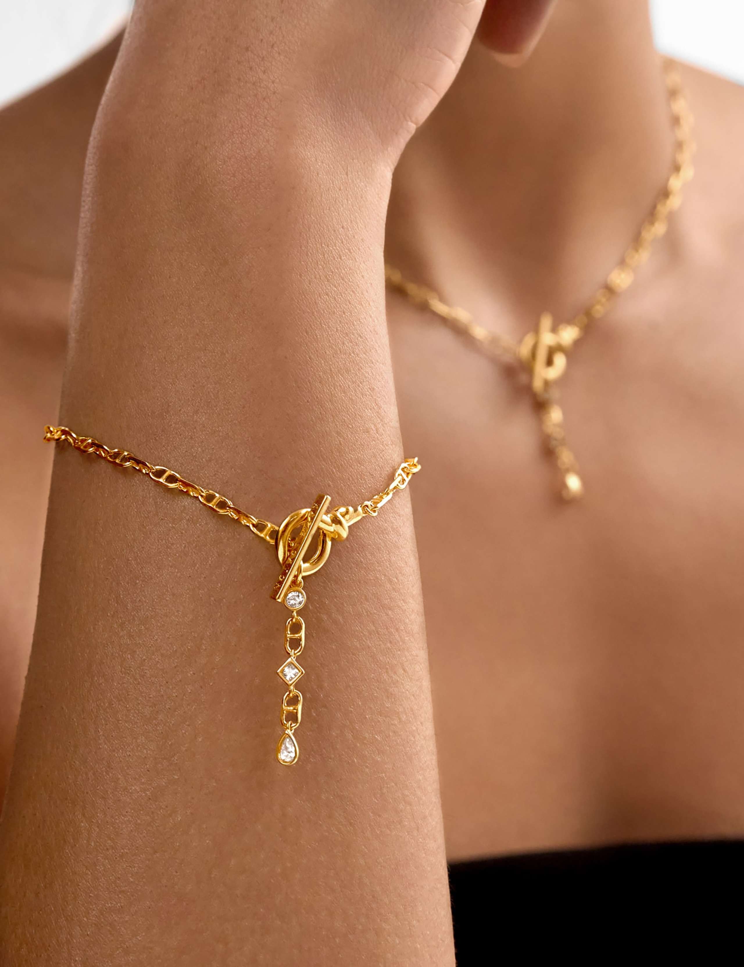 Gold-Plated Waterproof Cubic Zirconia Bracelet