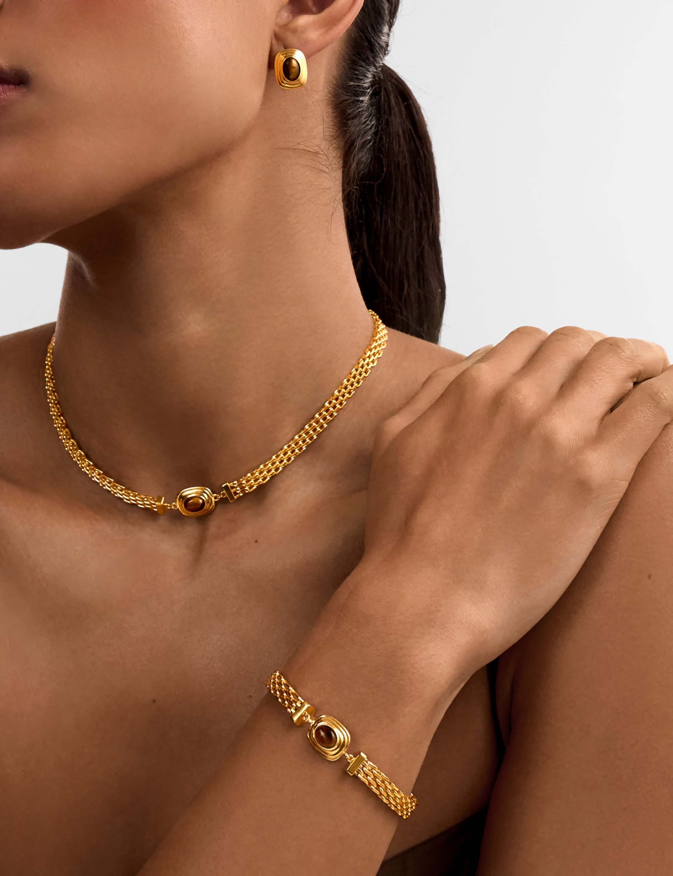 Gold-Plated Waterproof Tiger's Eye Bracelet