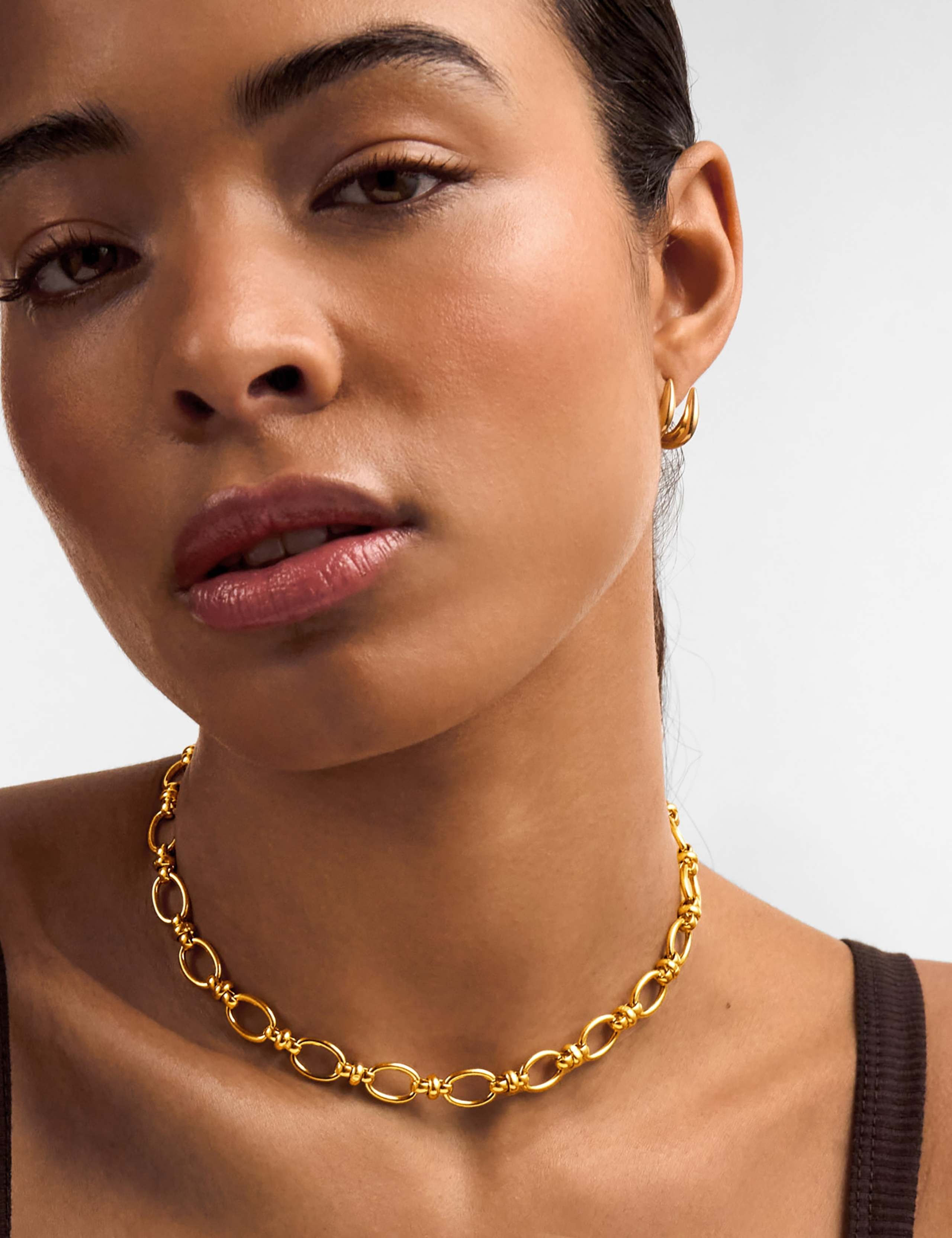 Short Gold Coated Chunky Link Chain Necklace