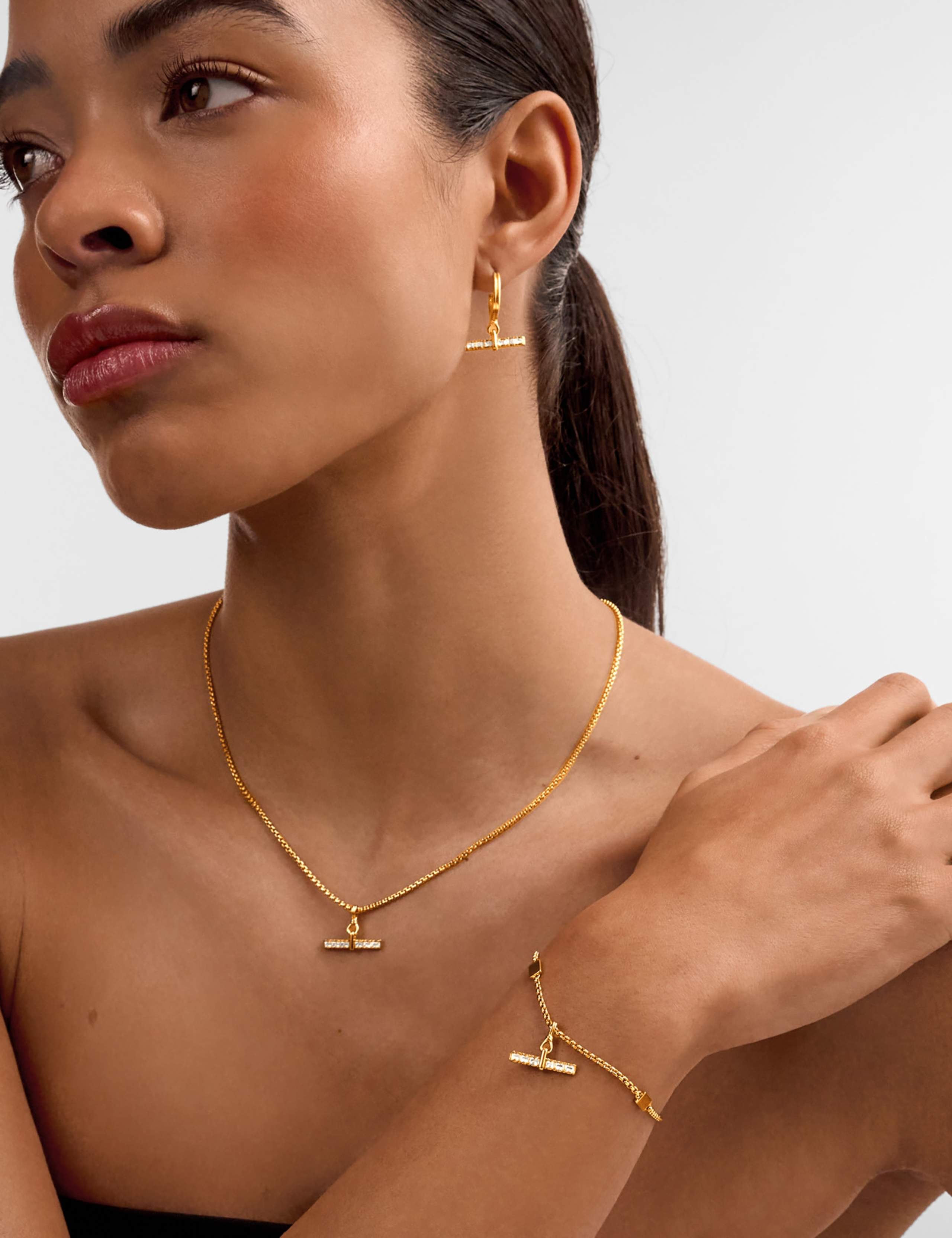 Gold Plated T-Bar Necklace