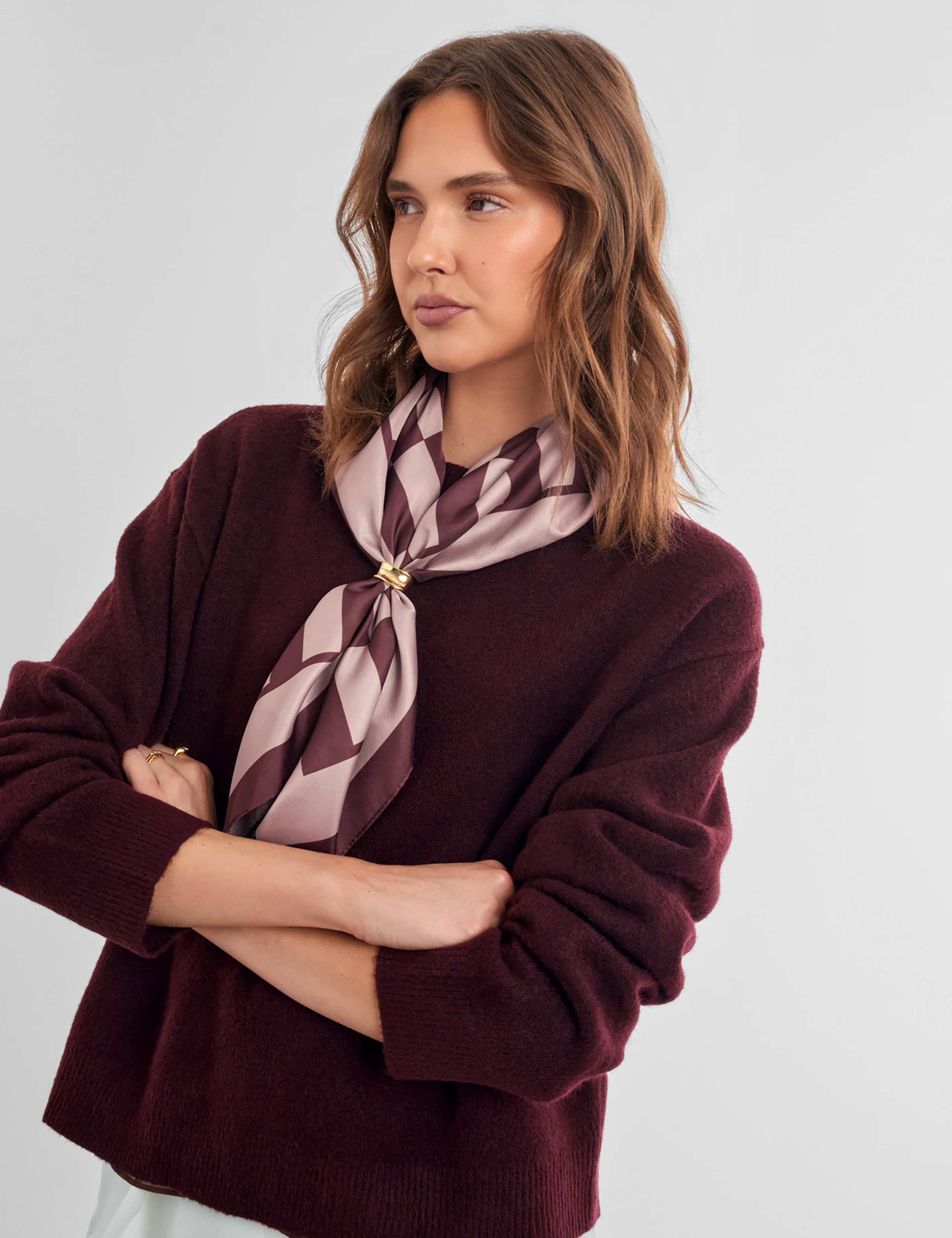 Satin Checked Scarf