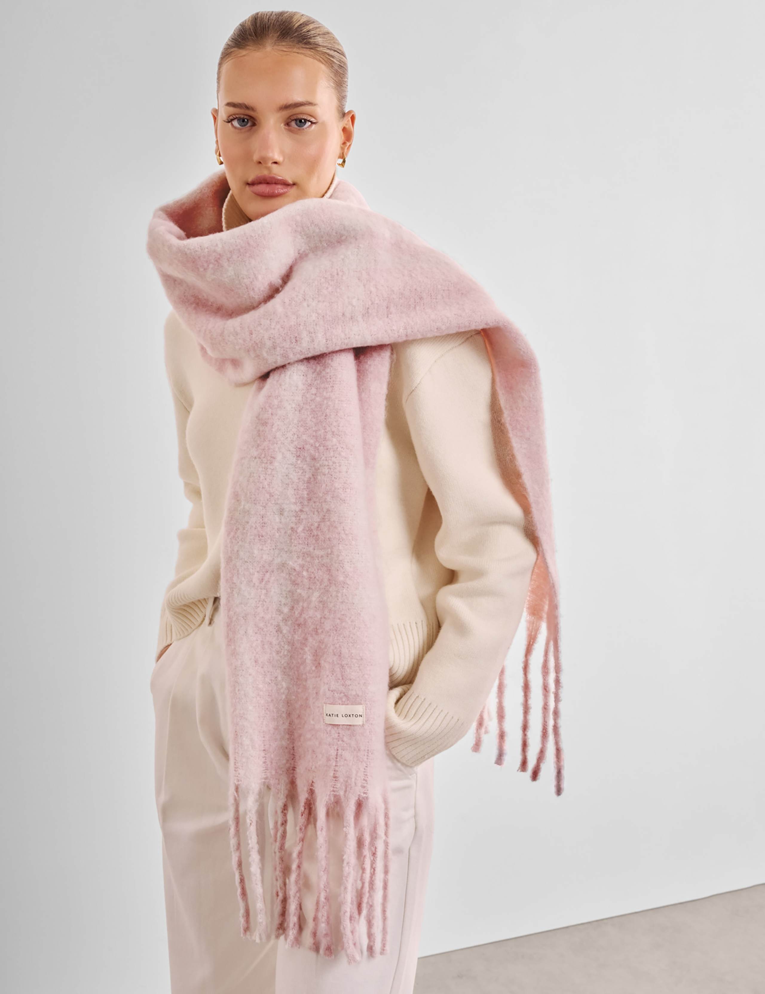 Brushed Striped Tassel Scarf