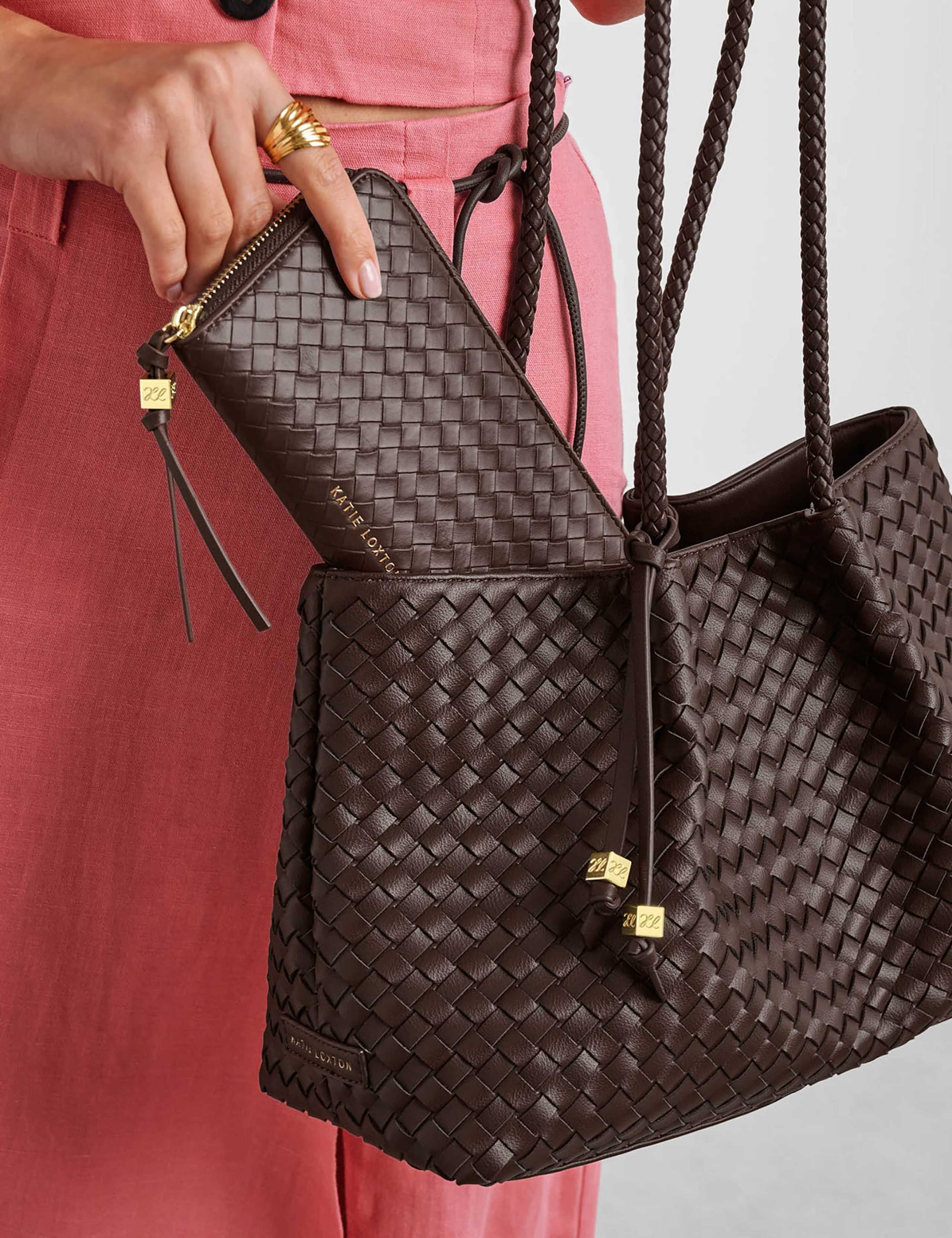 Faux Leather Weave Purse