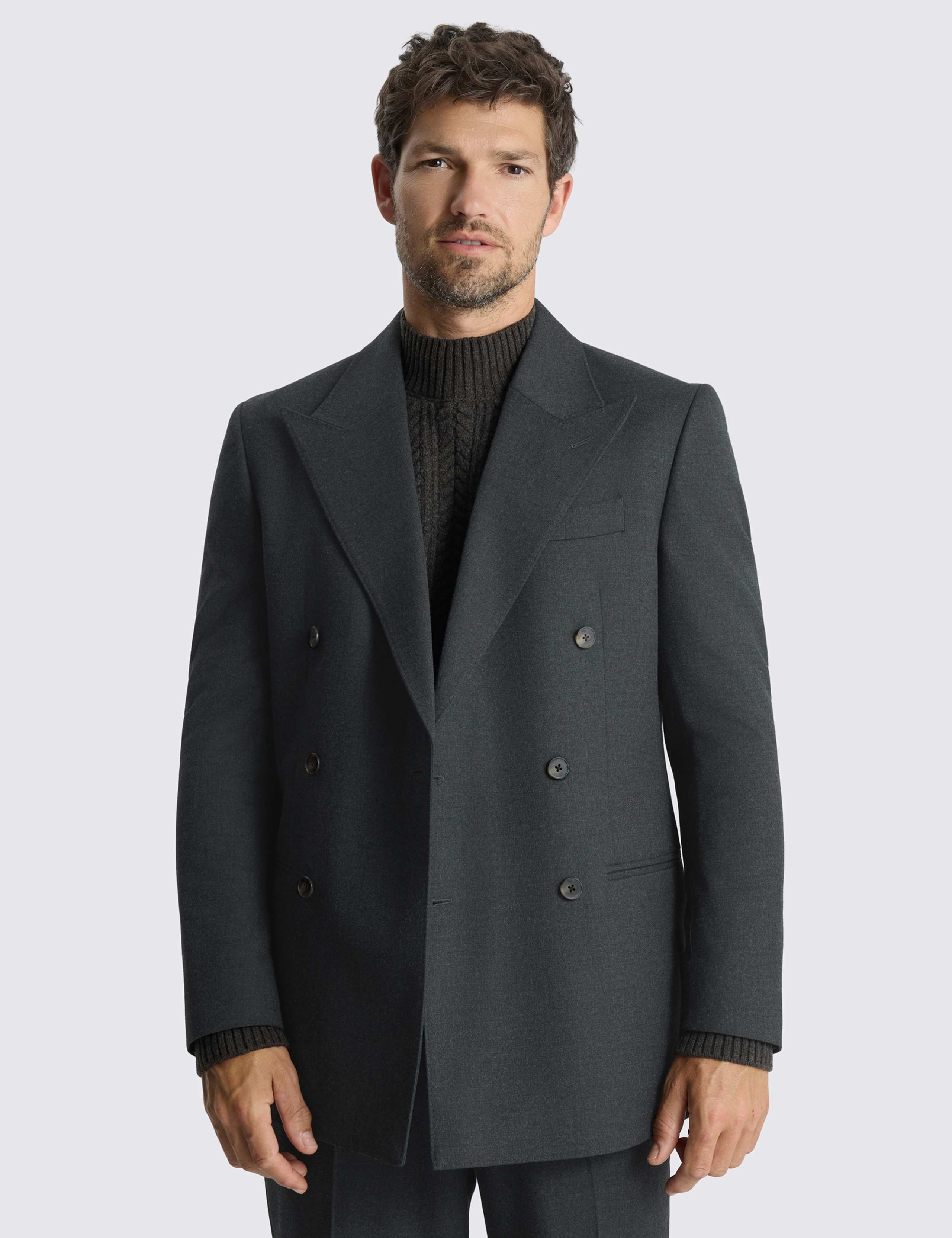 Relaxed Fit Flannel Stretch Suit Jacket