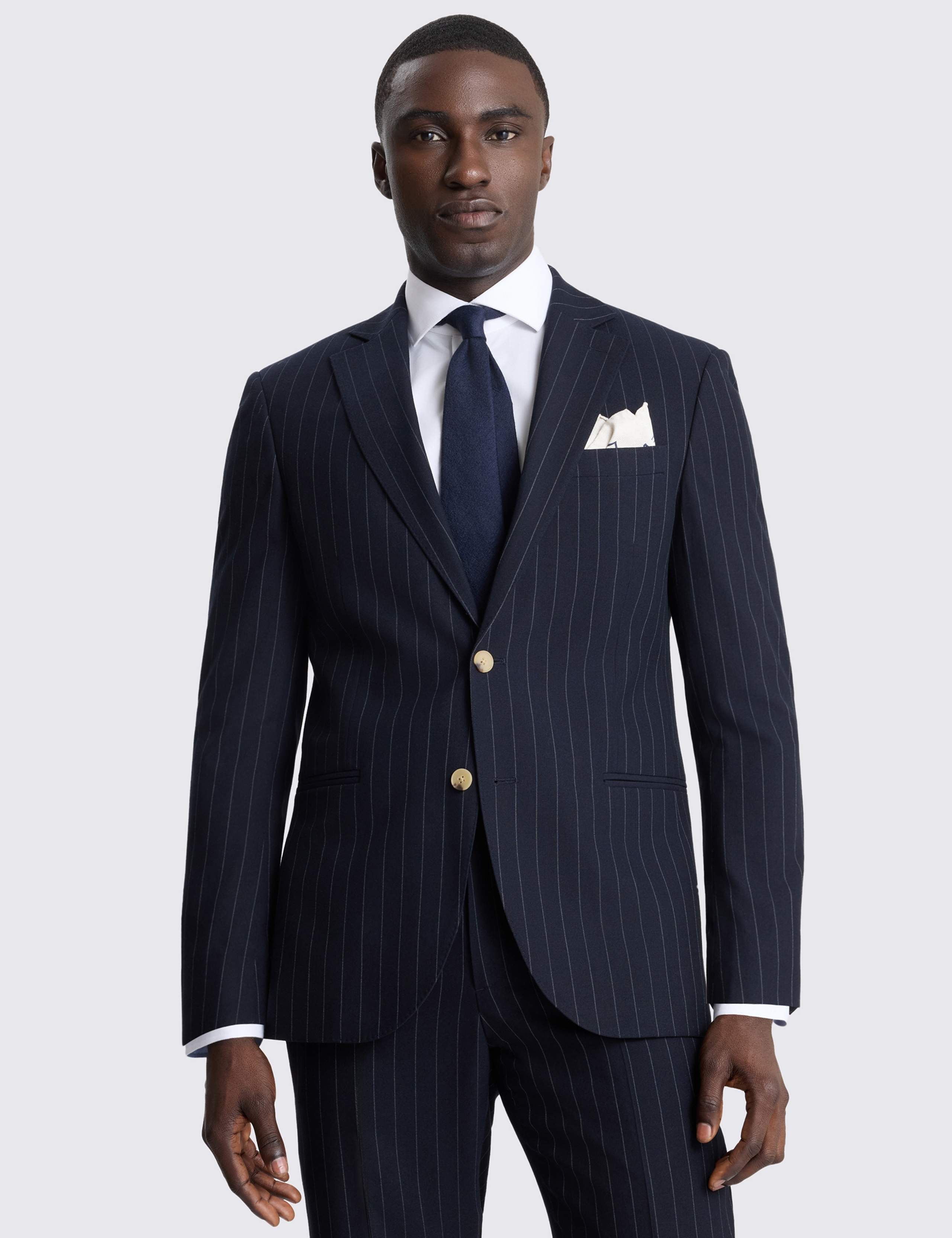Tailored Fit Striped Stretch Suit Jacket