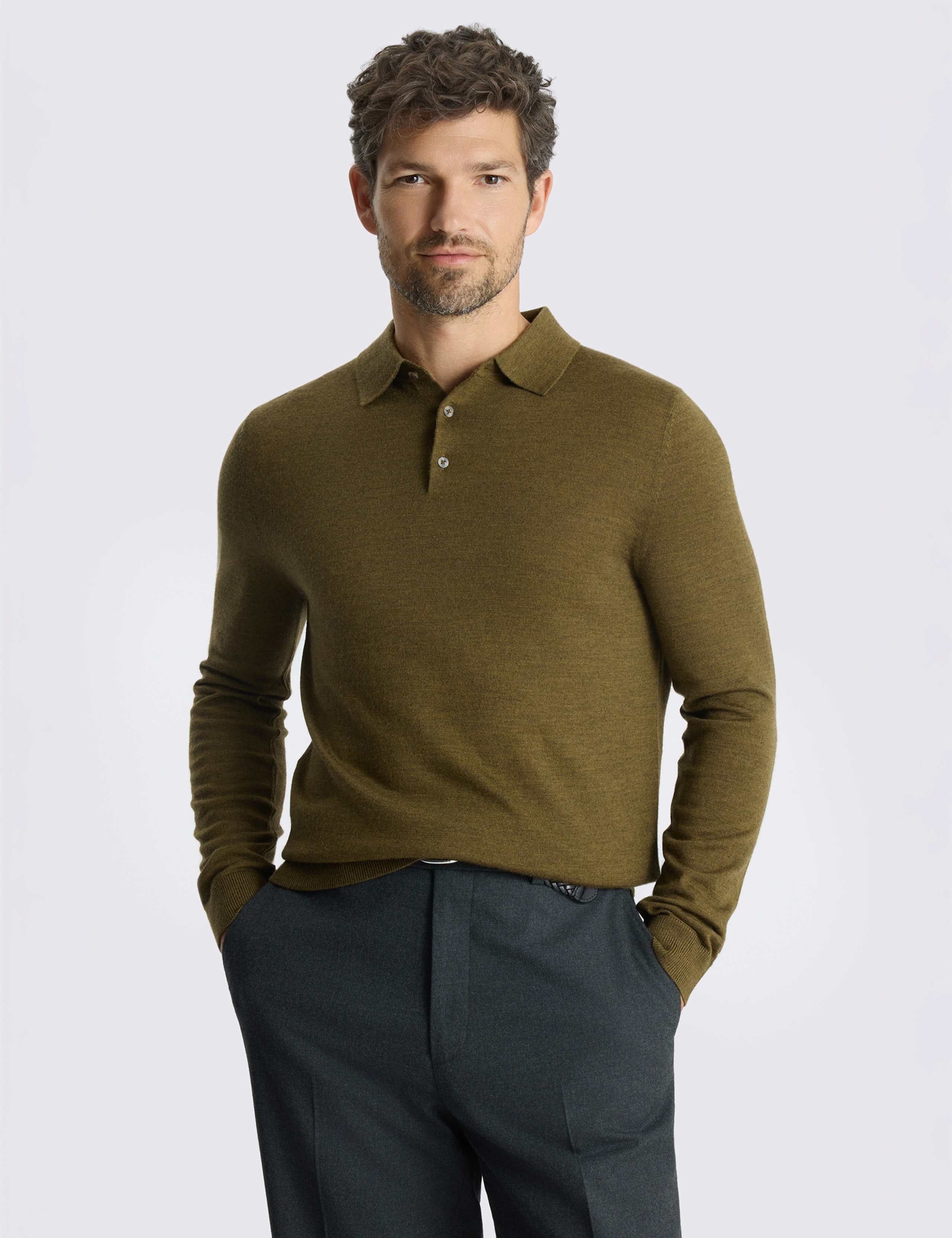 Merino Wool Rich Knitted Polo Shirt